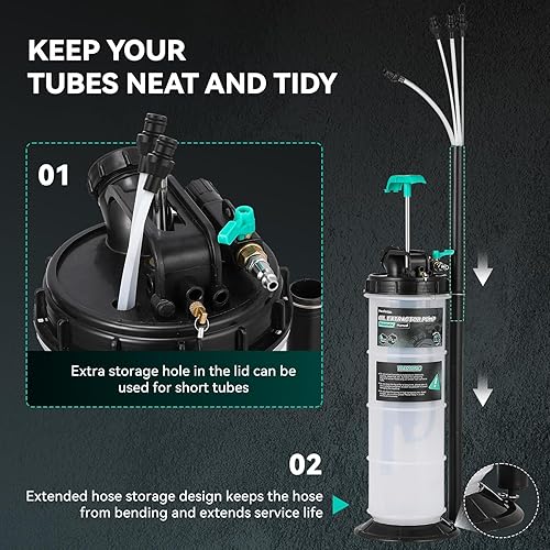 Miniatura 4 de Poafamx Bomba de Extracción de Aceite de 7.5L, NeumáticaManual, Bomba de Extracción de Líquido de 2 Galones, Bomba de Vacío para Cambio de Aceite