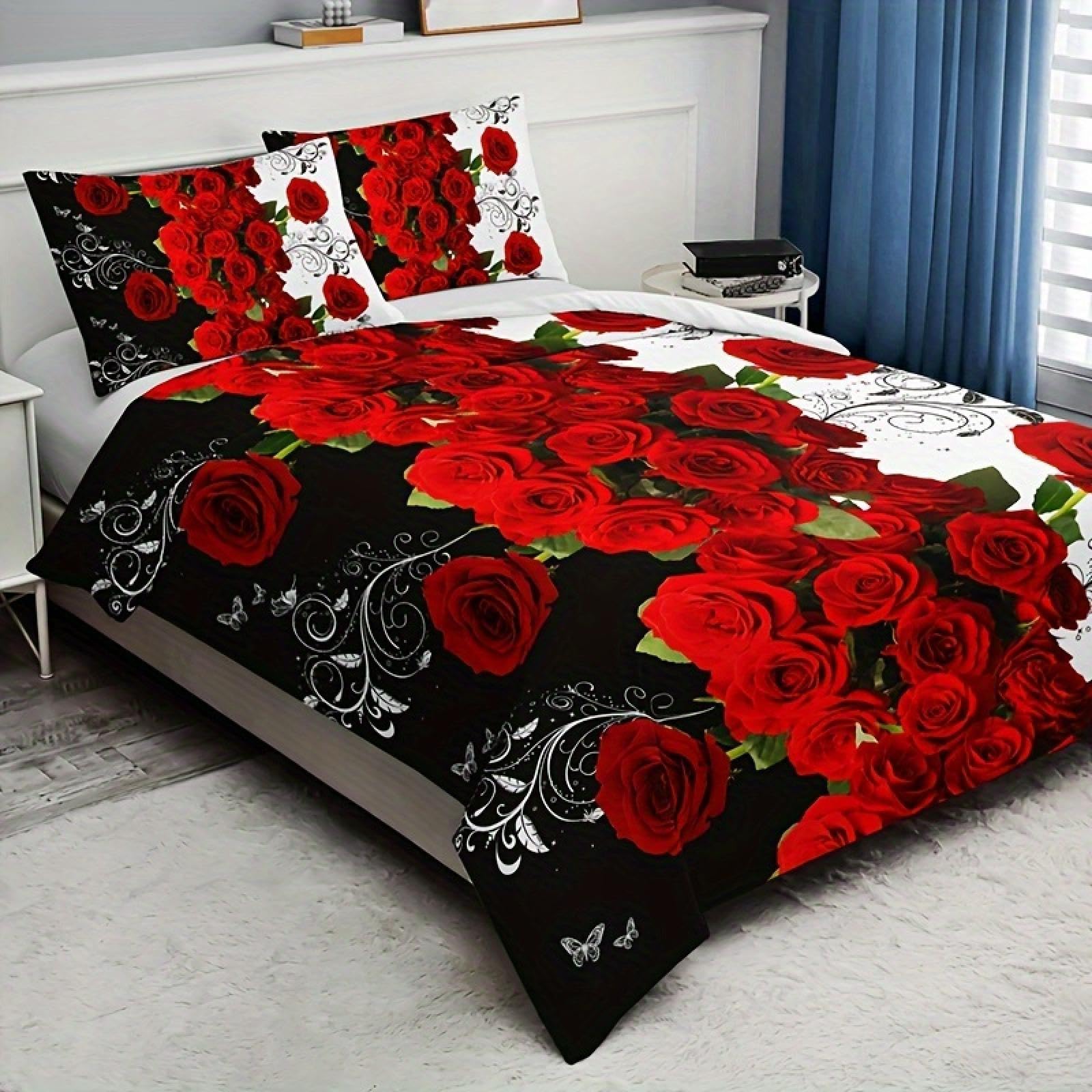 Parure de couette rose rouge pour sublimer l'ambiance d'une chambre d'amis