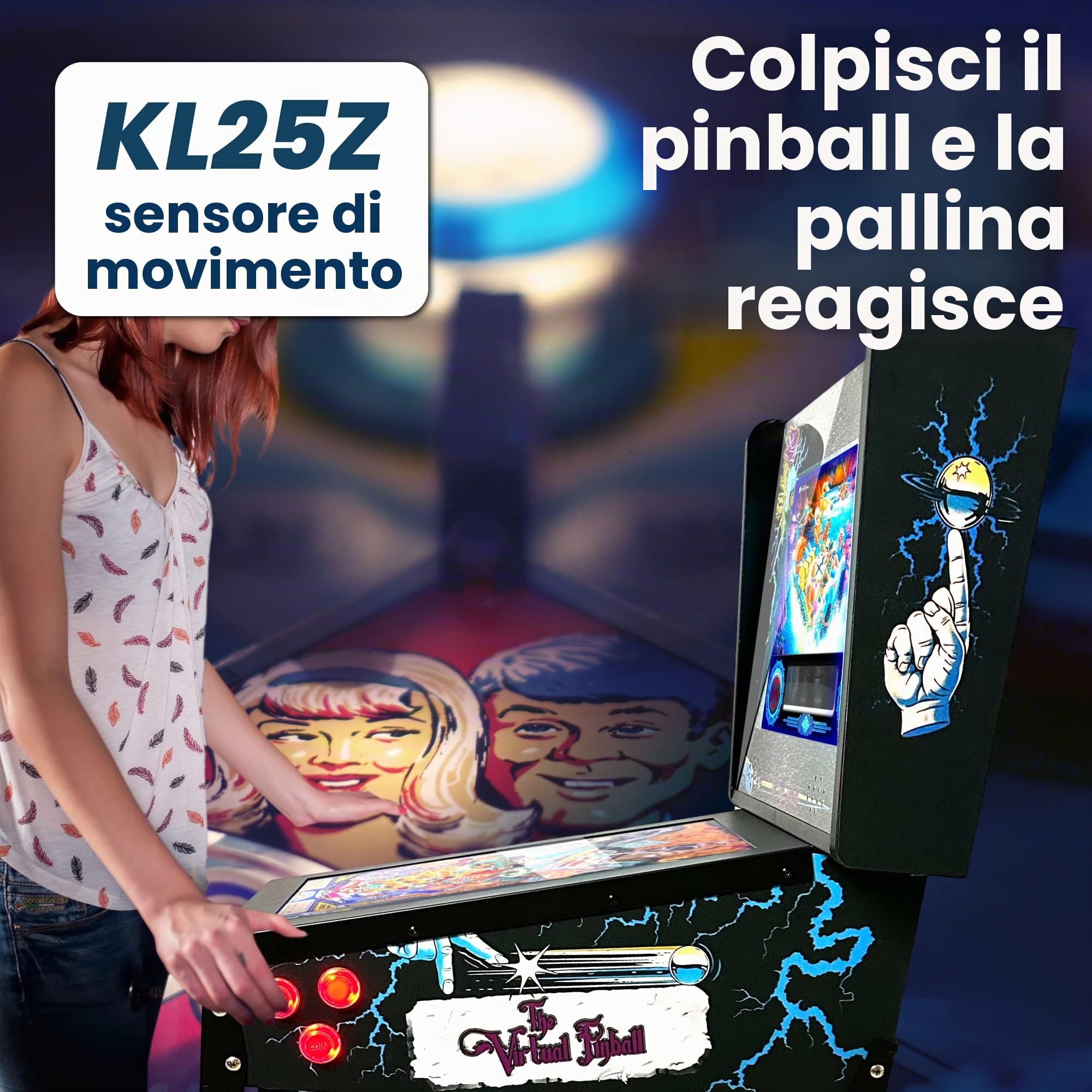 Flipper virtuale, Playfield 18.5", Backglass 15", PC AMD Ryzen 5 con 16GB RAM 256GB SSD, Più di 500 tavole di Visual Pinball e più di 900 giochi mame verticali, Sensore KL25Z (VERSIONE MIGLIORATA)