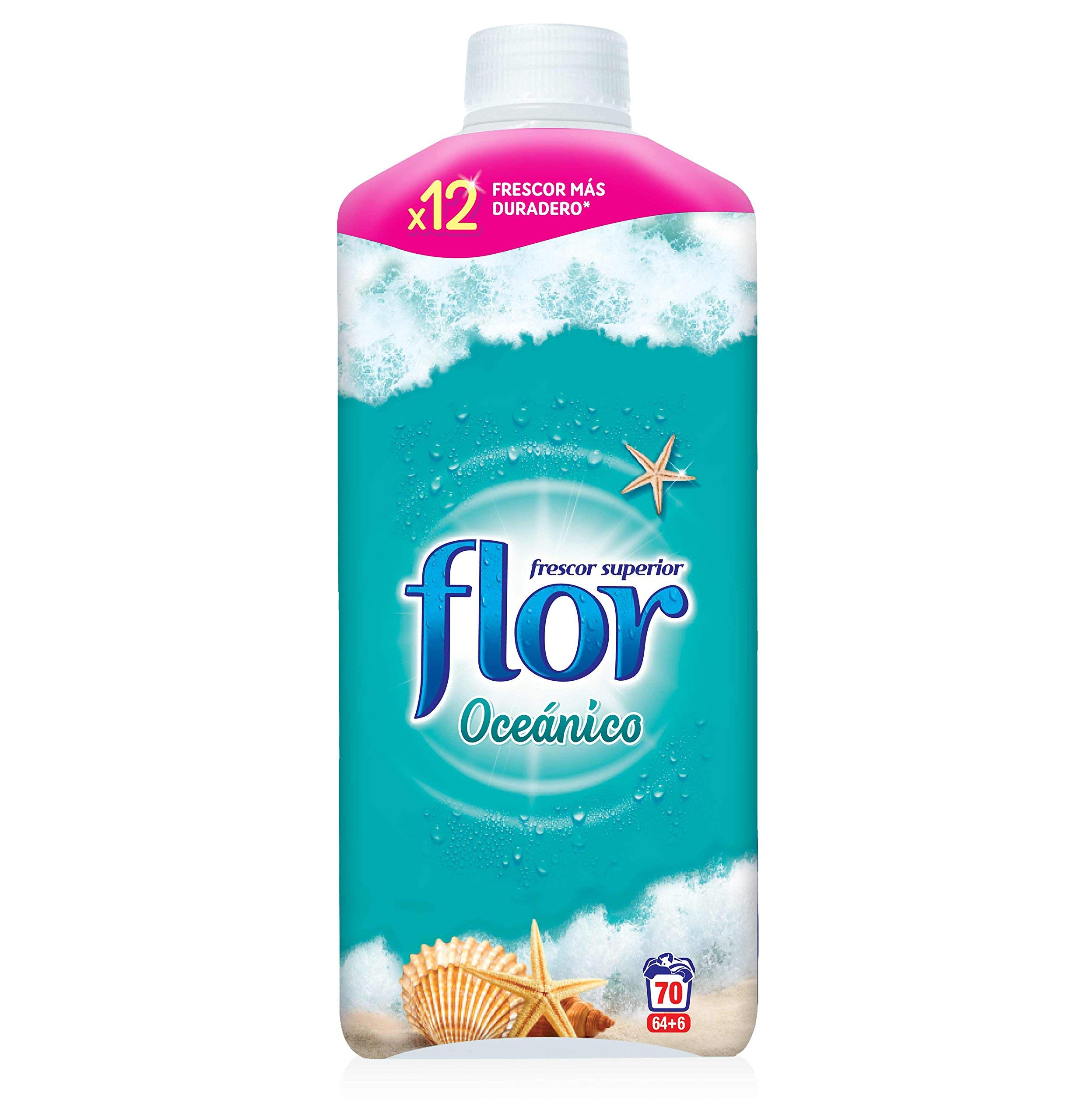 Flor - Suavizante para la ropa concentrado, aroma frescor oceánico - Pack de 8, hasta 624 dosis