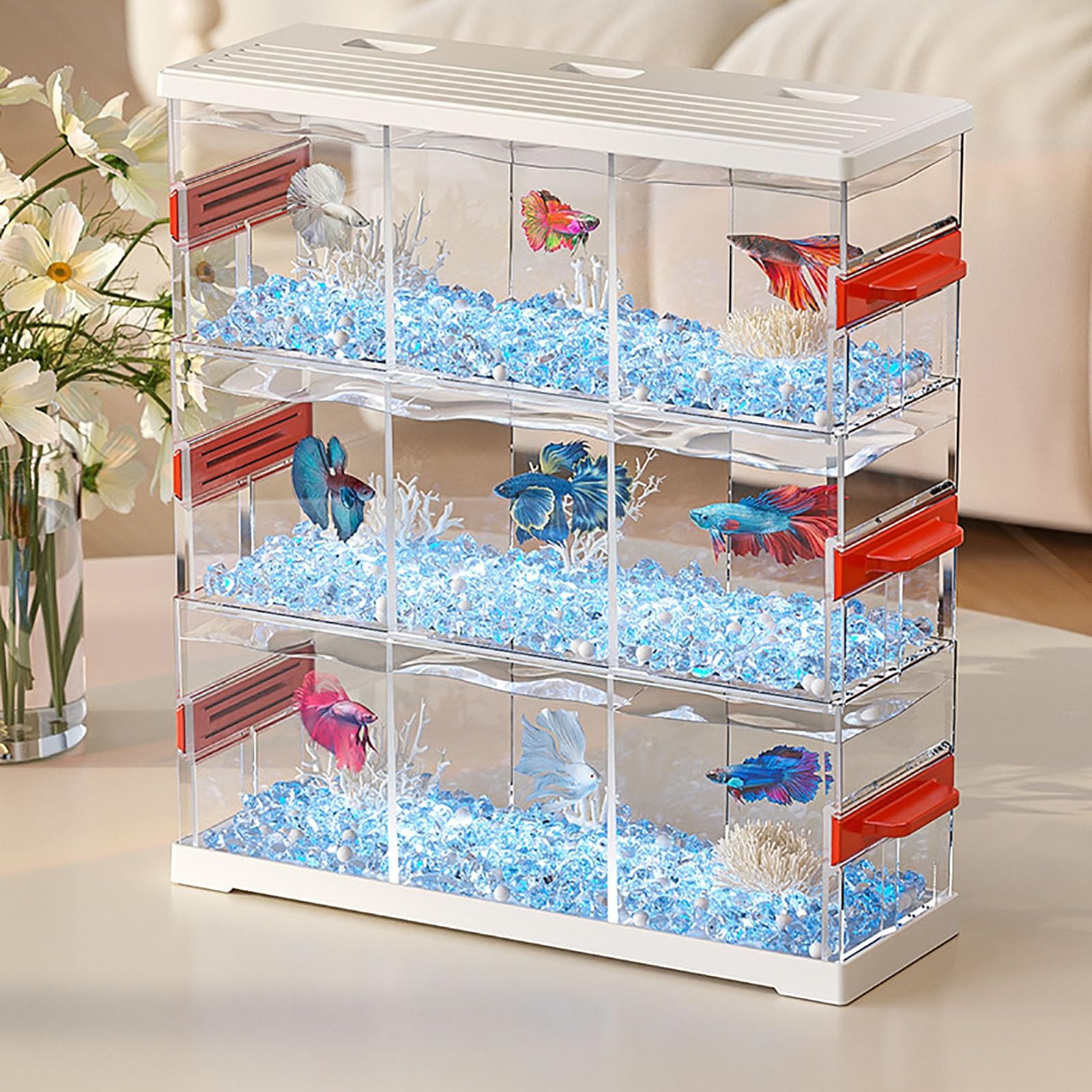 Boîte D'élevage De Poissons D'aquarium Boîte D'Élevage De Poisson en Acrylique Boîte D'élevage en Plastique Transparent pour L'isolement, L'éclosion, L'élevage De Poissons, Etc(White,Single Layer)