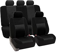 FH Group Trendy Elegance 3D Air Mesh Car Seat Covers Full Set - Universal Fit Washable Black for SUV Sedan Van Airbag Compatible