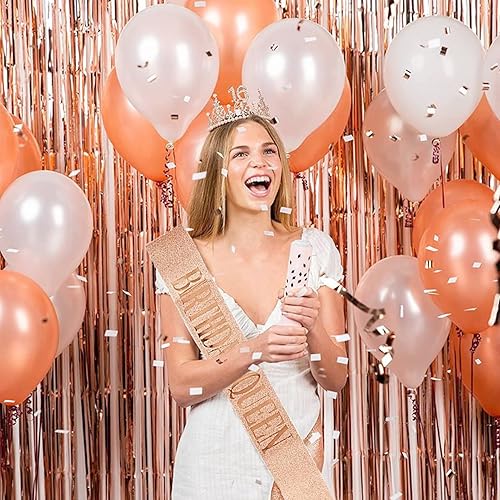 Miniatura 6 de Banda de cumpleaños Queen para regalo de cumpleaños de oro rosa, banda con purpurina, accesorios de fiesta para niñas y mujeres, un paquete (paquete