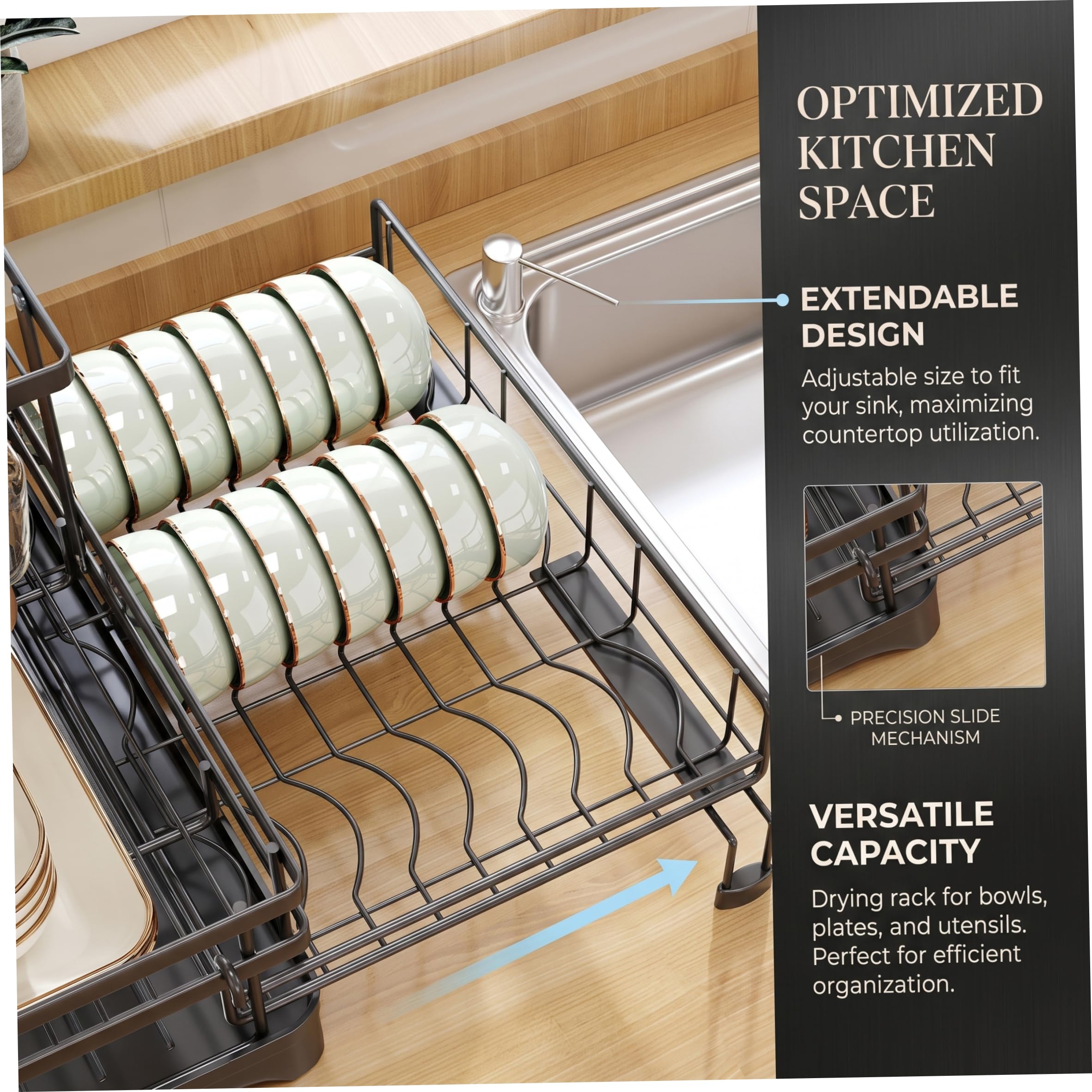 Égouttoir à Vaisselle Extensible, égouttoir à Vaisselle Pliable 2 Couches sur l'évier pour Le Rangement du comptoir de Cuisine