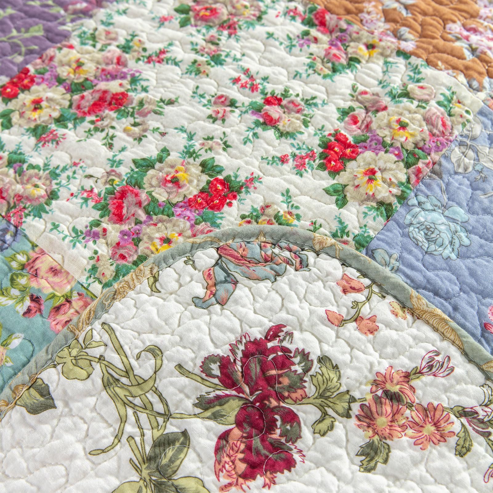 YAYIDAY Copriletto In Cotone Patchwork Floreale: Leggero E Morbido Per Letto Matrimoniale, Stile Rustico