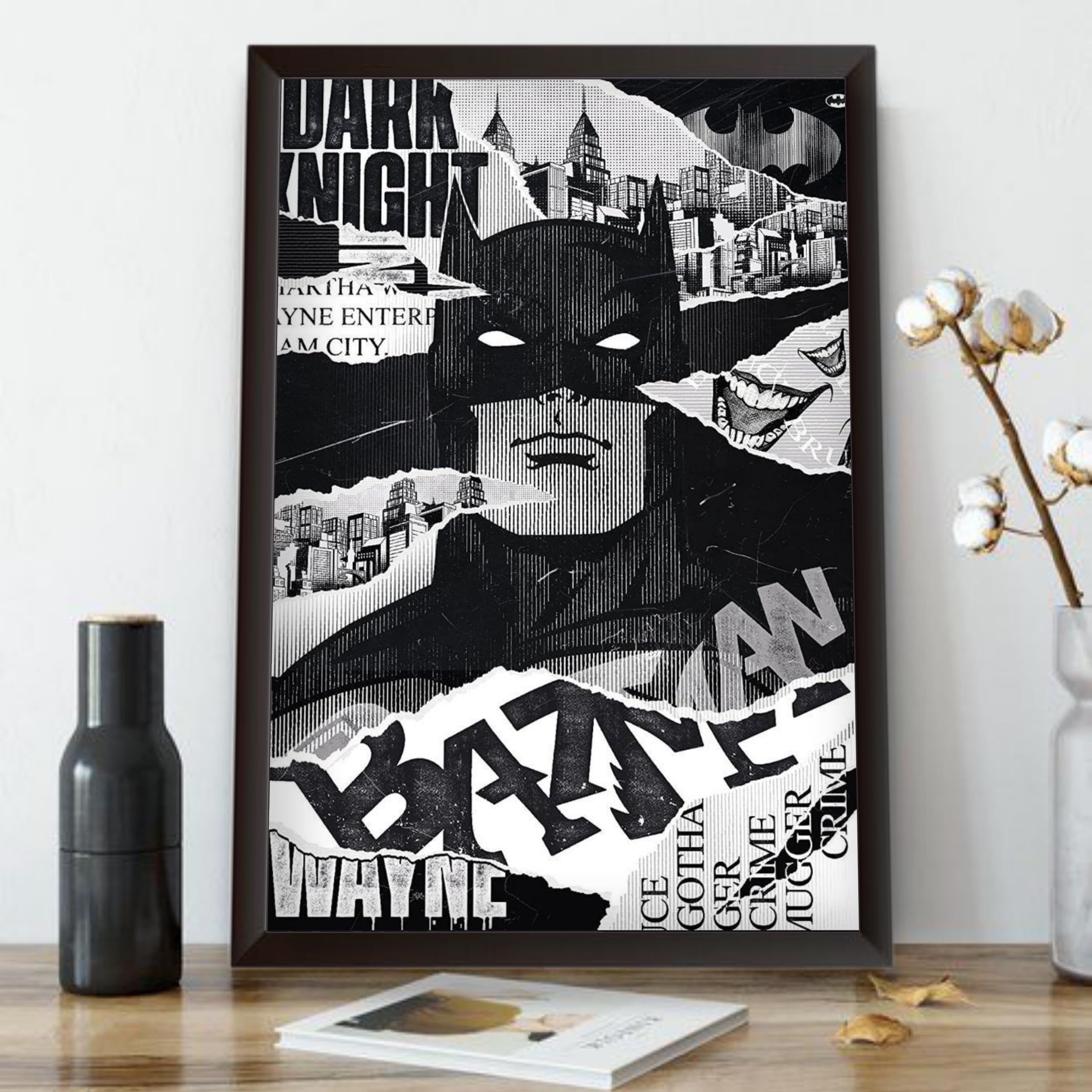 Waltractive Batman Comic Style Wall Art Framed Poster Portrait - Available in 8x12 and 12x18 Inches - Perfect Wall Decor for Bedroom, Kids Room and Dorm for Decoration (B0D7STMJBN) Amazon Price History, Amazon Price Tracker
