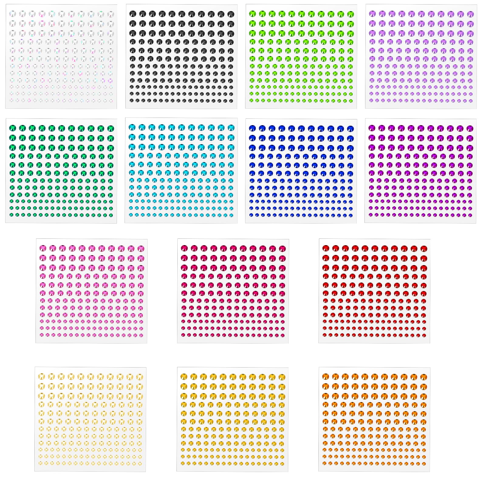 2310pcs Gem Stickers Self Adhesive Rhinestone Jewel Stickers Stick on Gems Rhinestones for Crafts Acrylic Bling Round Stickers Craft Supplies for Halloween Christmas Pirate Party Table Decor Card DIY