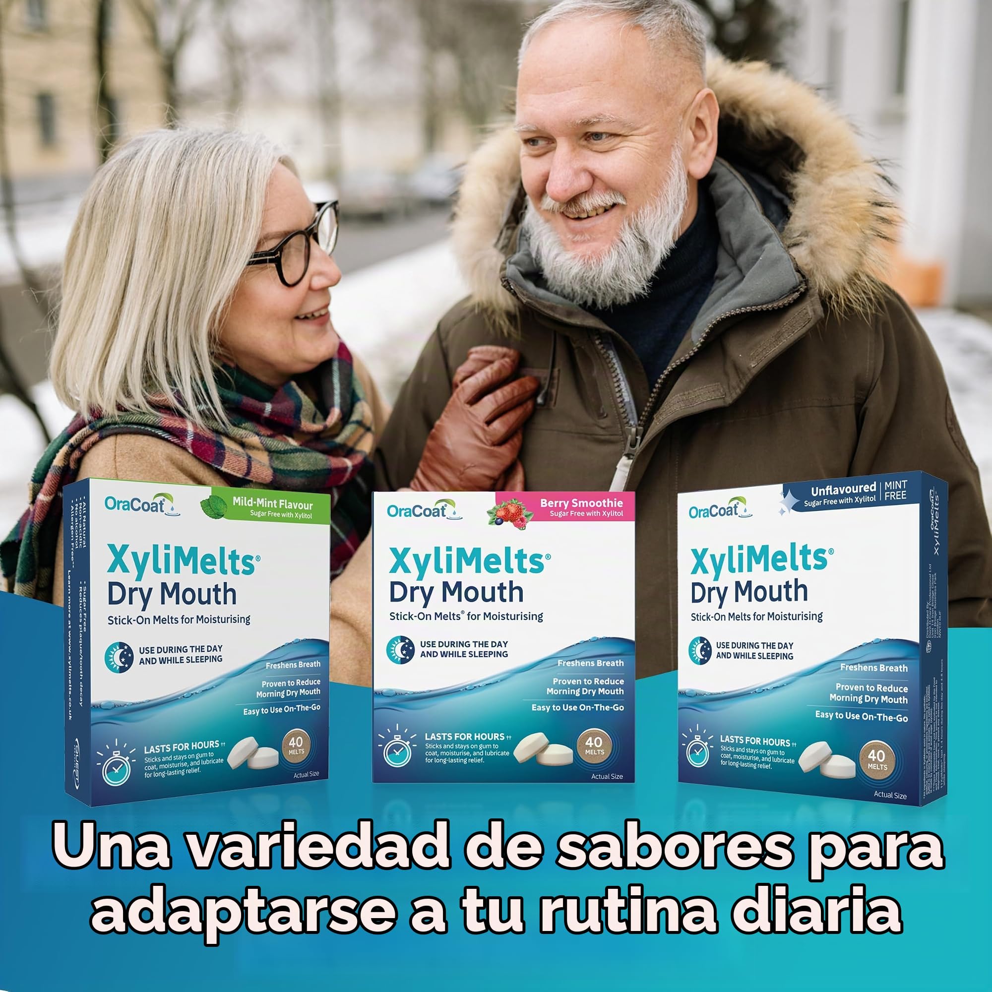 OraCoat XyliMelts 80 pastillas adhesivas contra la sequedad bucal, discretas, se pueden utilizar mientras se duerme, vegano, sin menta