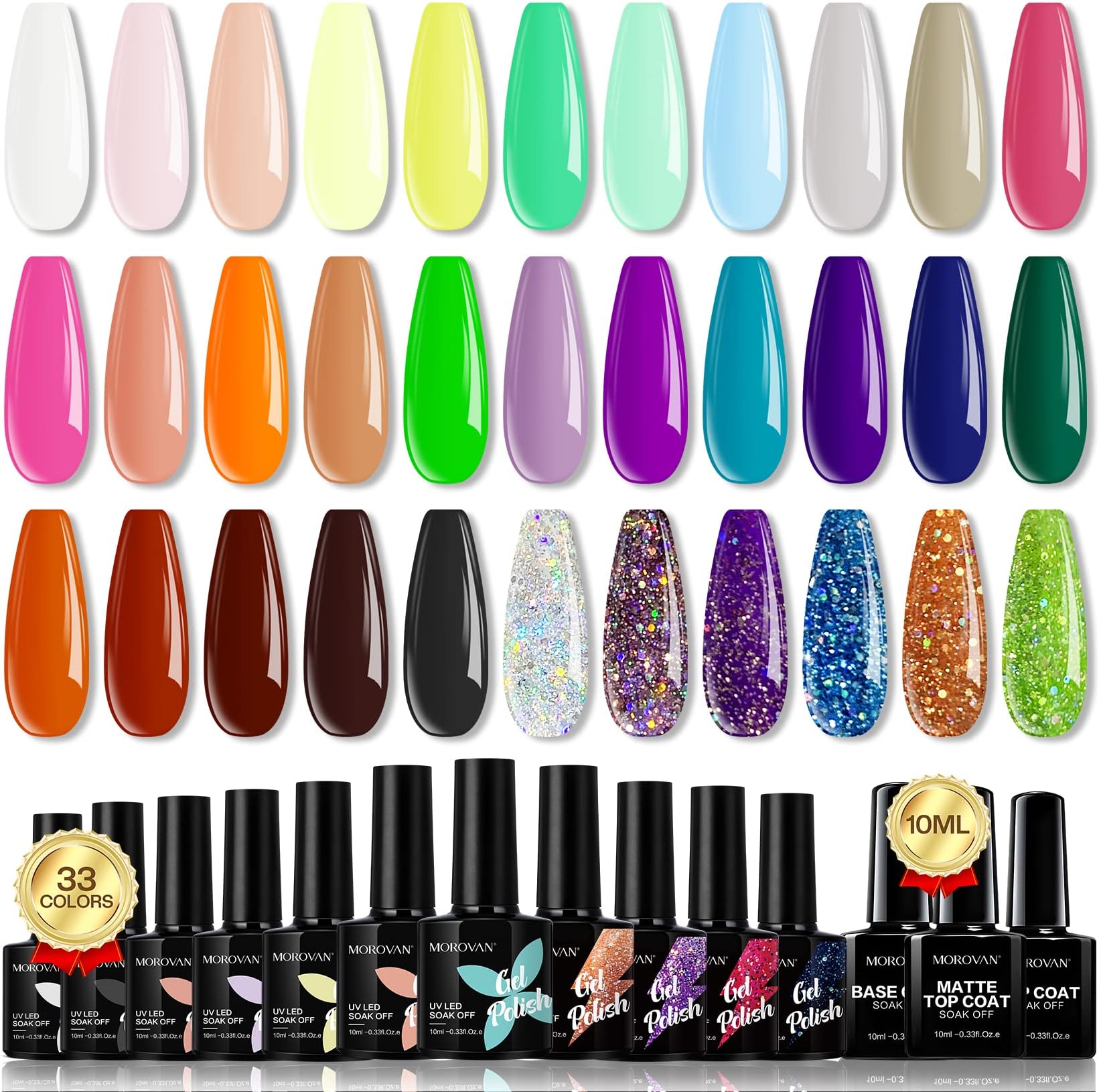 Morovan Gel Nail Polish Set 33 Colors Gel Polish Nail Kit