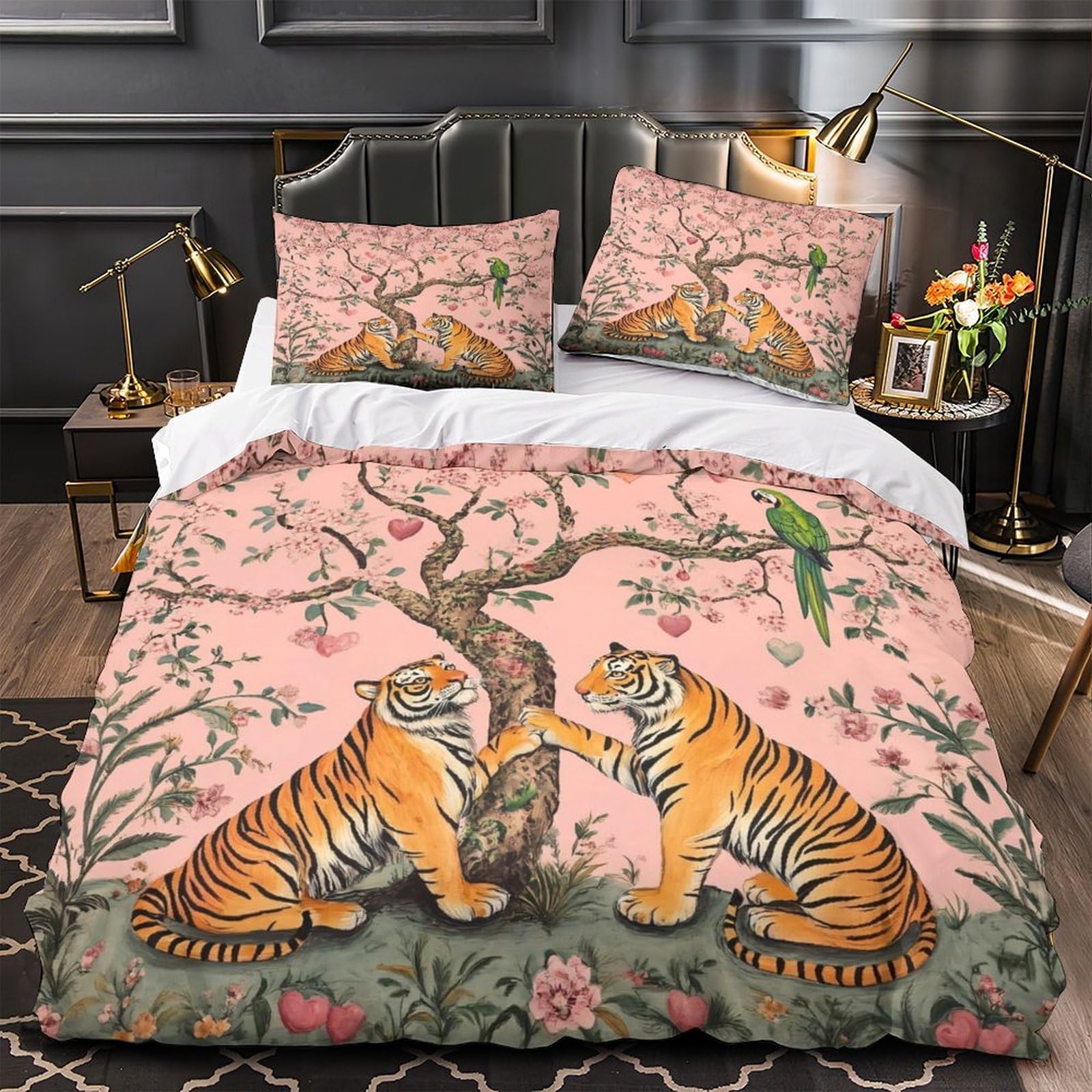 Linge de lit tigre imprimé 3D microfibre de haute qualité 140x200
