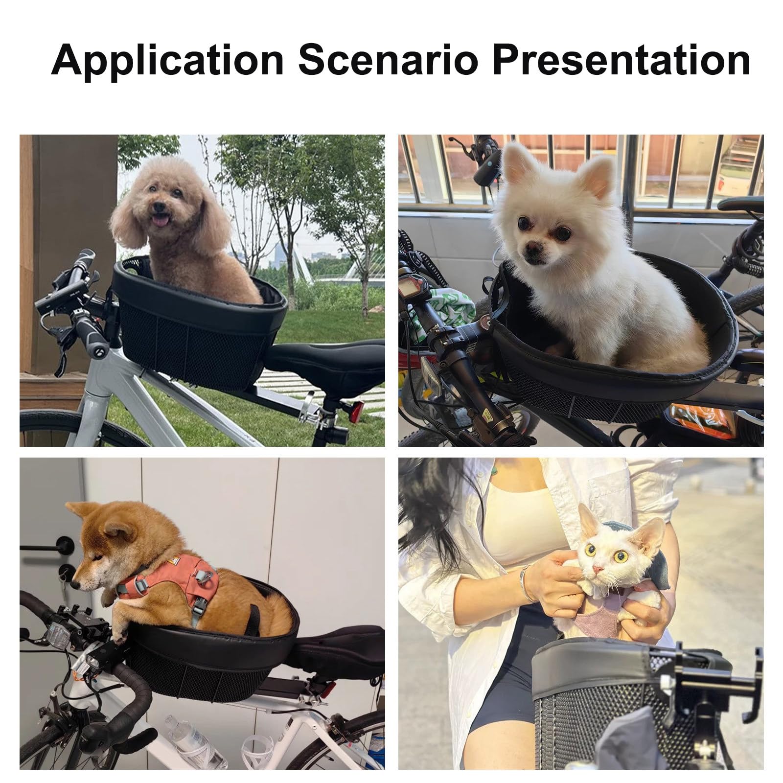 Fahrrad-Hundesitz, Vorne Am Fahrrad Montierter Hundekorb Mit Weicher Auskleidung + Sicherheitsleine, Tragkraft 7,5kg, Für Kleine Katzen, Hunde, Abnehmbare Haltestange – Einfache Montage