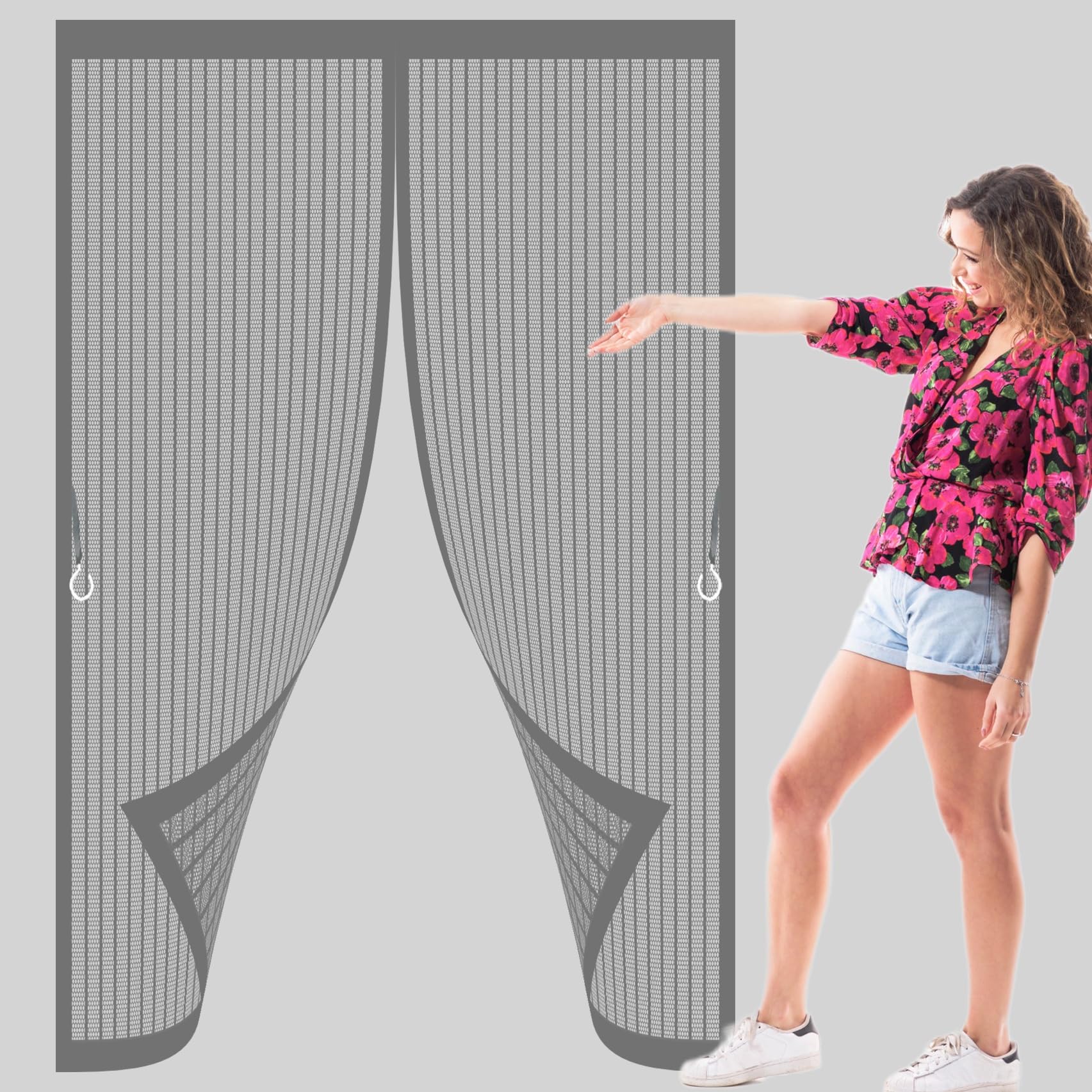 Fly Nets for Doors 80 x 202 cm Automatically Close, No Gap, Easy to Install Without Drilling, Keep Bugs Out Lets Fresh Air in Door Magnetic Fly Screen for Patio Doors Bedroom, Grey