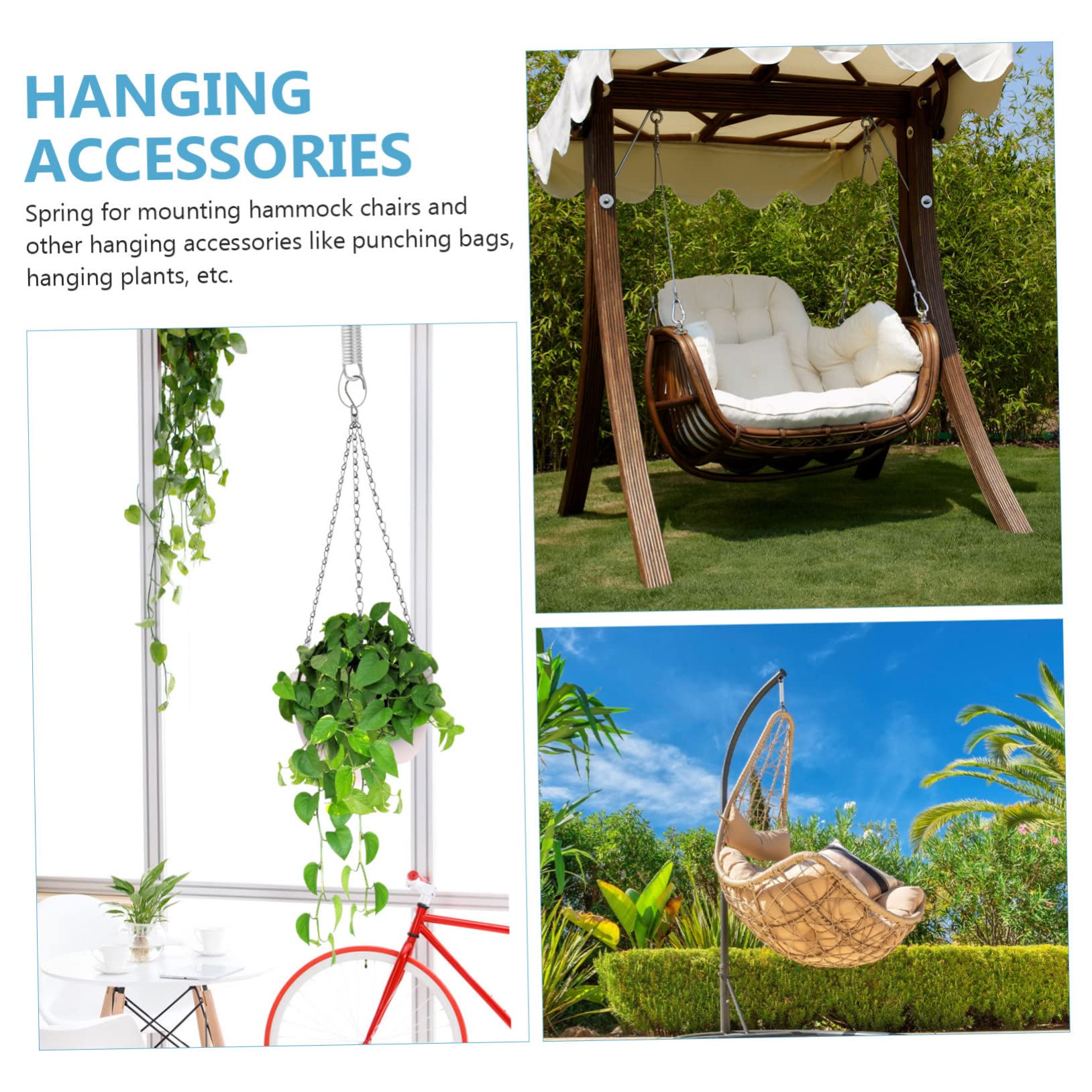 Floatdream Lot De 2 Ressorts Chaise Hamac - Charge 500kg - Argent - Pour Balançoire Et Porte-Sac