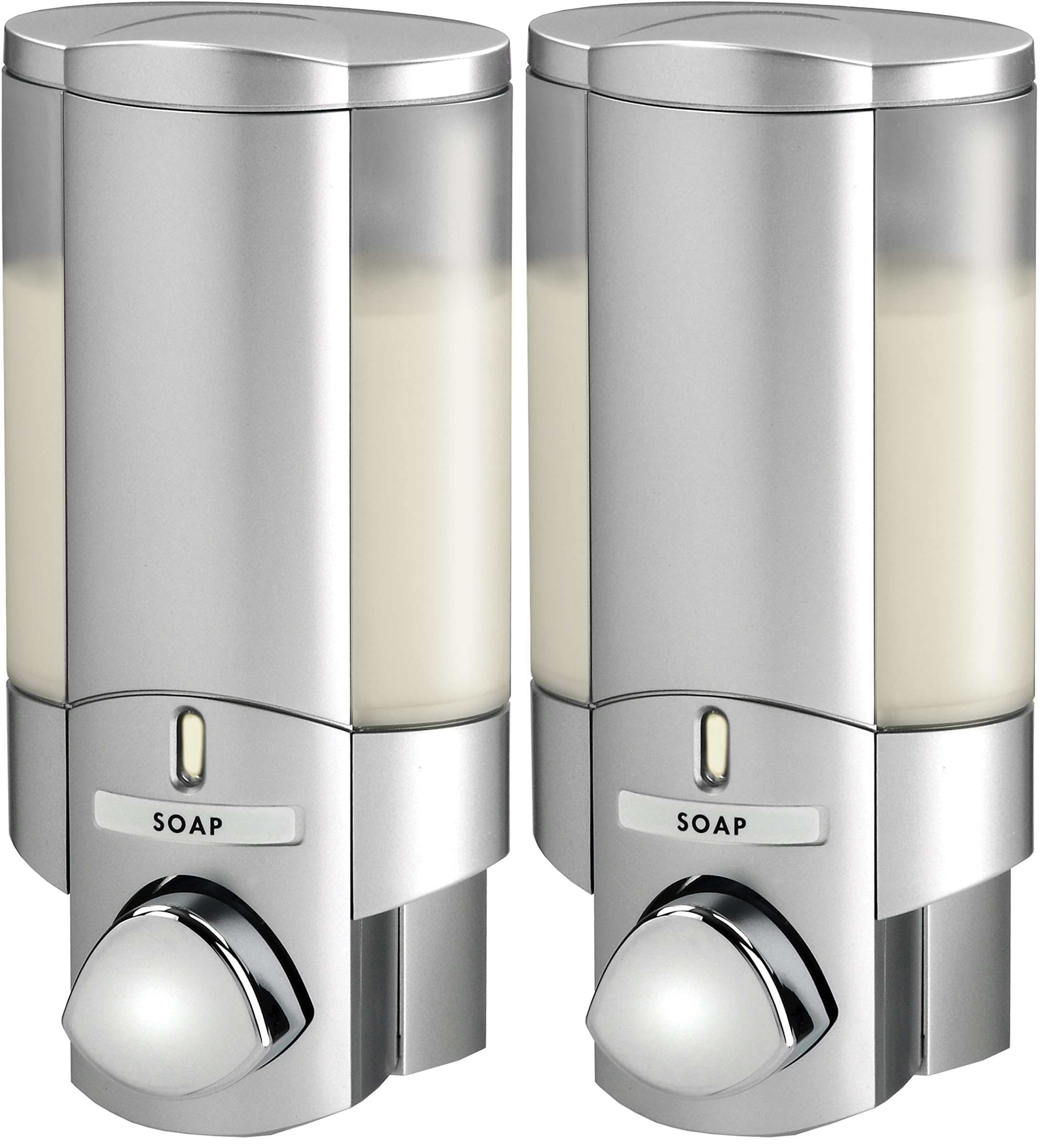 Better Living Aviva Seifenspender für 1 Flasche, Satin Silver 1-Chamber Satin-Silberfarben (Packung mit 2)