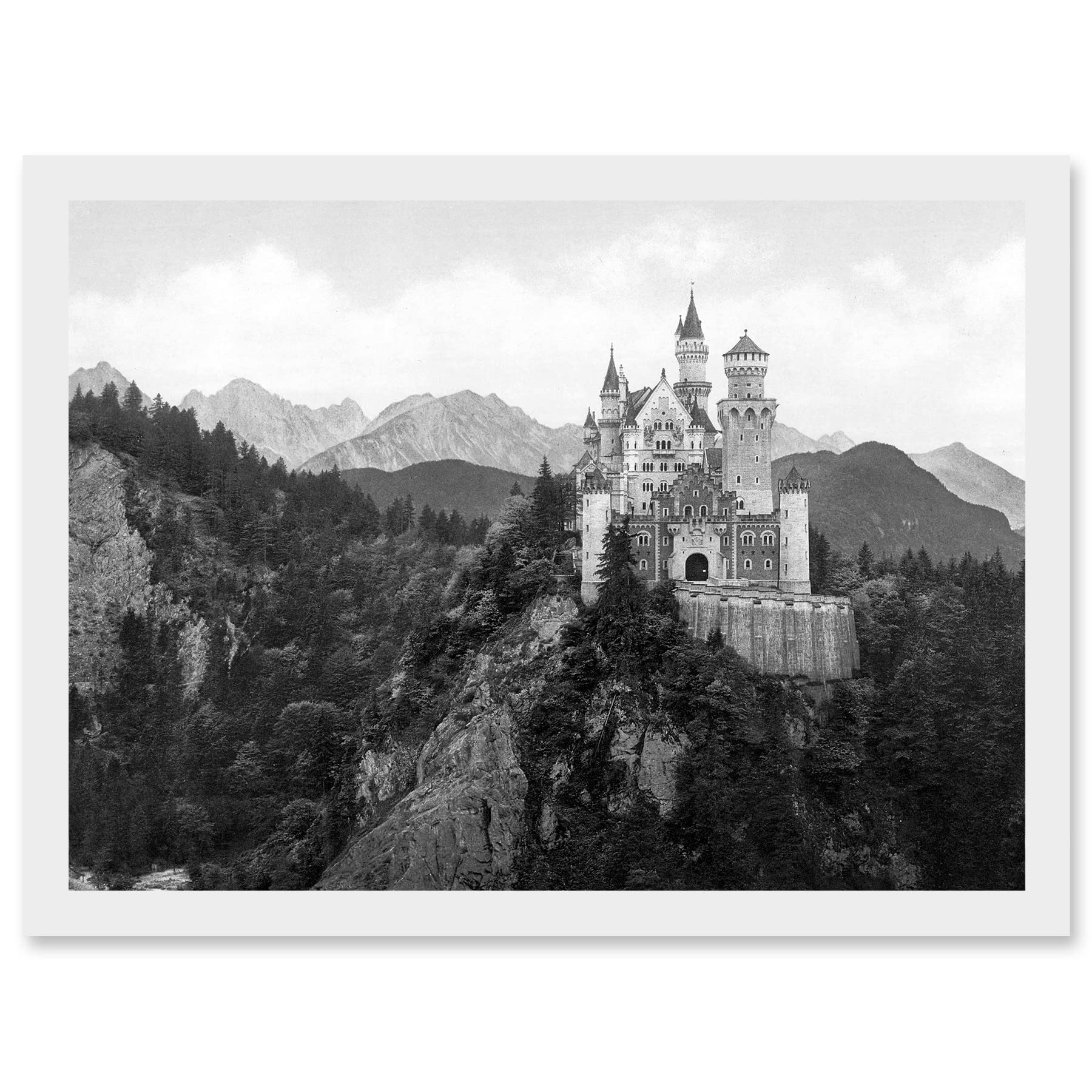 Artery8 Vintage Photo Neuschwanstein Castle Bavaria Germany A4 Artwork Framed Wall Art Print