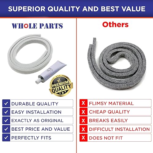 Miniatura 6 de Whole Parts Sello de fieltro inferior delantero del tambor de la secadora Parte # WE09X10014 - Reemplazo y compatible con algunos secadores Hotpoint