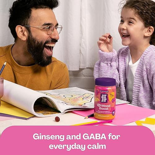 Miniatura 3 de Hello Bello Vitaminas gomosas para mejorar el estado de ánimo, mezcla vegana con ginseng, GABA y Alpha GPC, sabor natural a limonada de bayas, 30