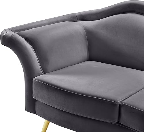 Miniatura 10 de Meridian Furniture Lips Collection - Sofá biplaza tapizado de terciopelo con patas de metal dorado resistentes, color crema