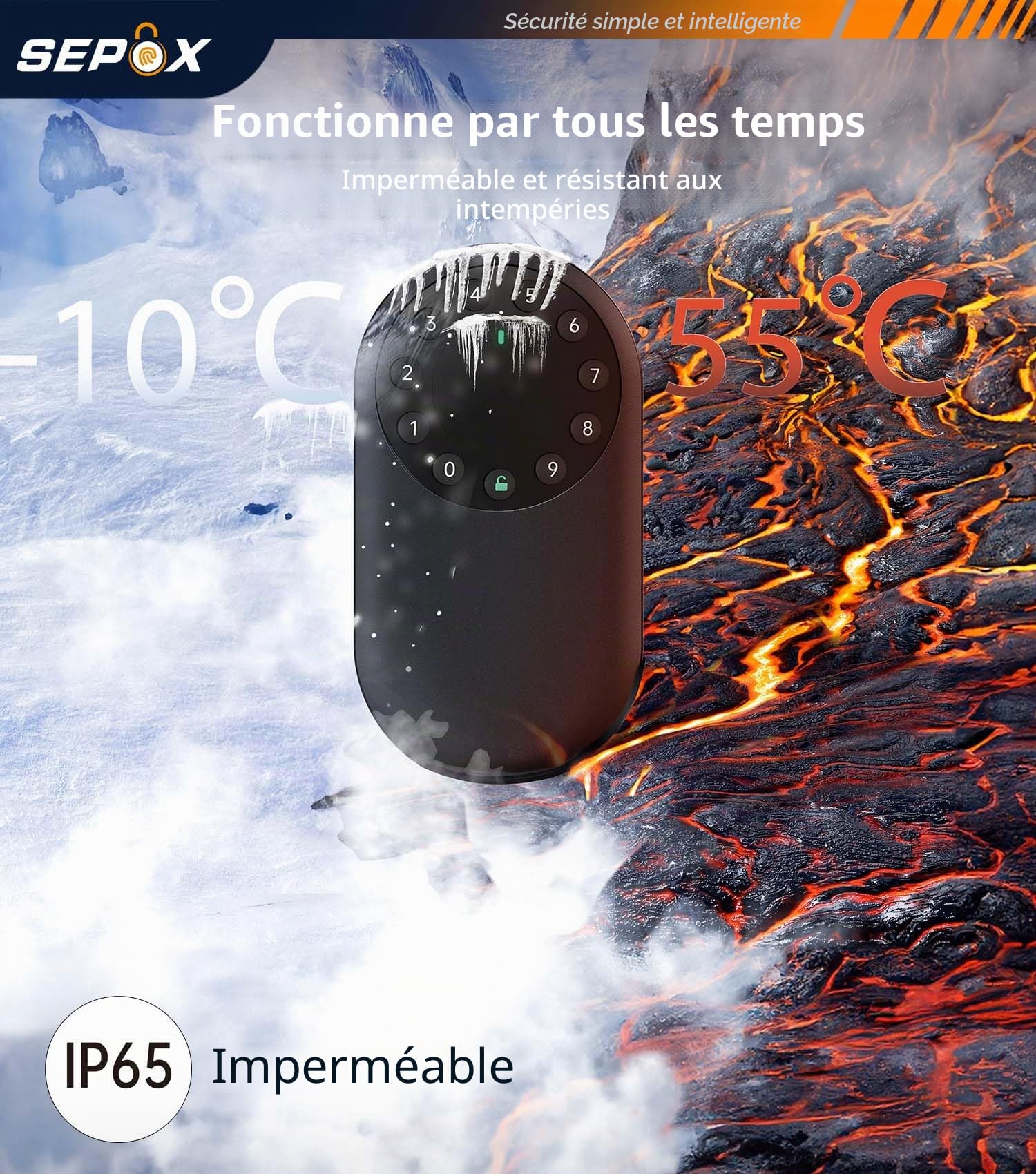 SEPOX Boîte à clés intelligente, Coffre à clés portable et fixé au mur pour l'extérieur avec contrôle Bluetooth et application – Aluminium résistant aux intempéries