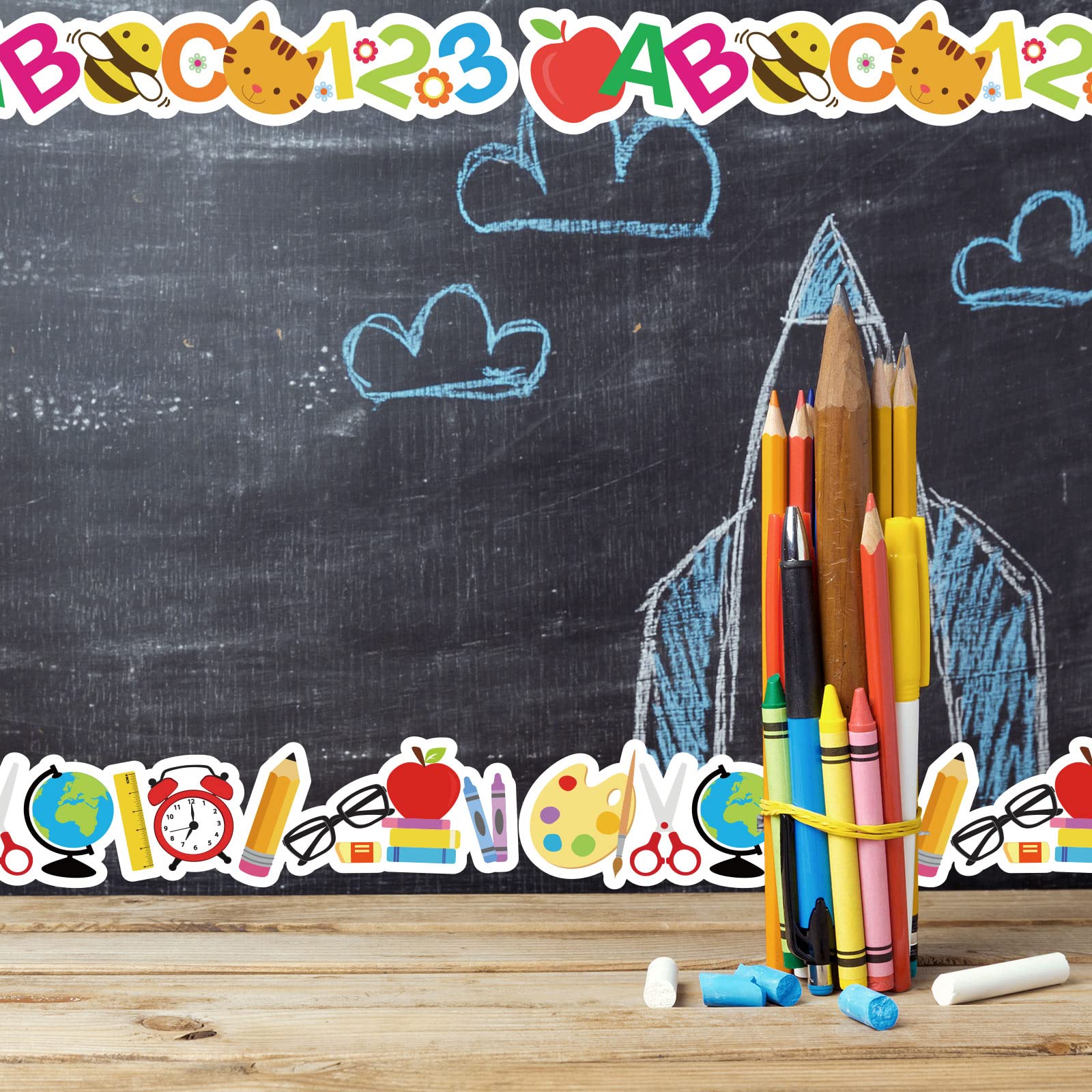 80 Autocollants Muraux Bordures Pour Tableau Noir - Décoration Scolaire, Bureau - Motifs Cœurs Et Décoratifs