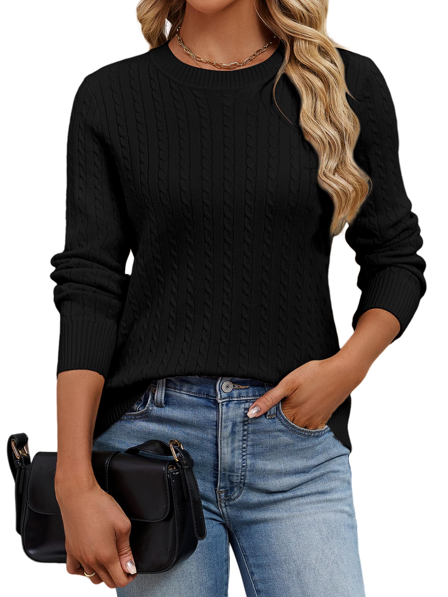 Womens Old Money Style Lightweight Cabel Knit Pullover Sweaters Long Sleeve Fall Winter Business Casual Tops 2025-image-40