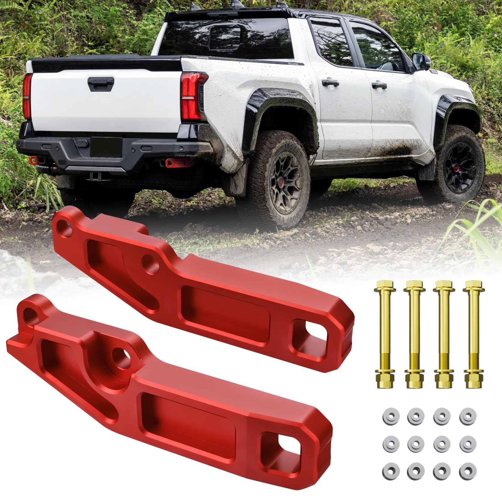 Photo 1 of TECHPICCO Rear Recovery Points for Tacoma 2024 2025 2026 OEM PT989-35245-03?Rear Tow Hooks Compatible with Toyota Tacoma Accessories 2024-2026 (Red)