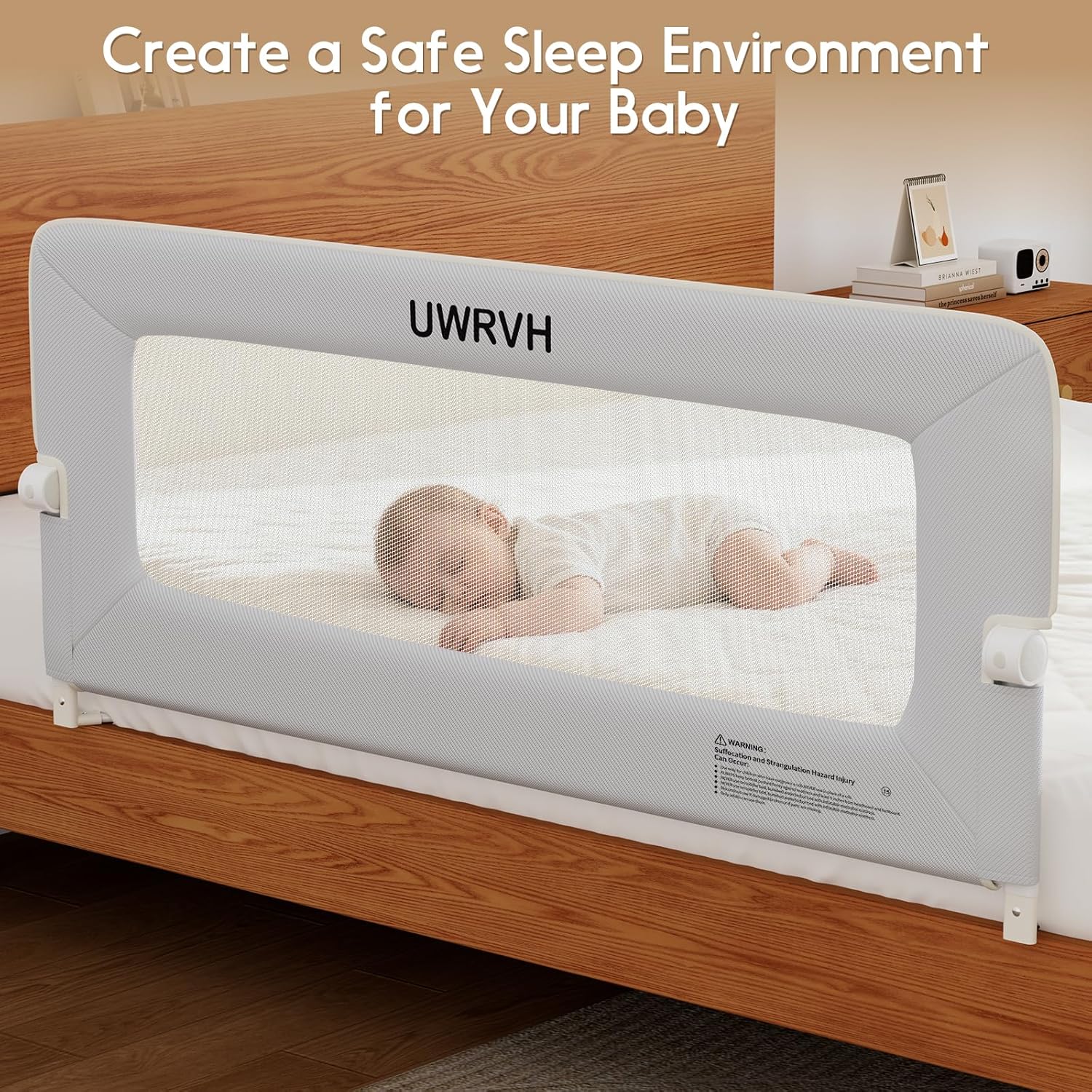 Folding Bed Rail Guard for Toddlers,Safety Toddler Bed Rails,Baby Bed Rails- U-Shape No Drilling Design, Universal Fit for Twin/Full/Queen/King/Bunk Beds (Grey, 75" L x 28" H)