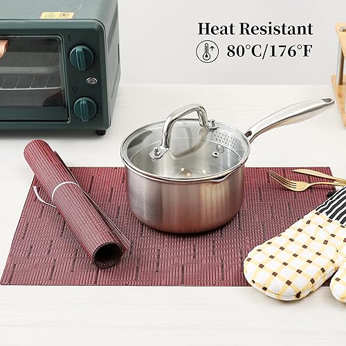 Miniatura 310 de Leetaltree - Manteles individuales, resistentes al calor, antideslizantes, para mesa de comedor, lavables, duraderos, tejido de PVC