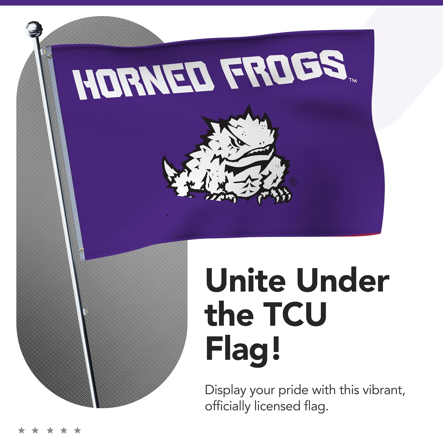 TCU Horned Frogs College Sports Printed Flag - NCAA Licensed - Nylon - School Banner (Purple, White, Black) (3' x 5') - Image 7