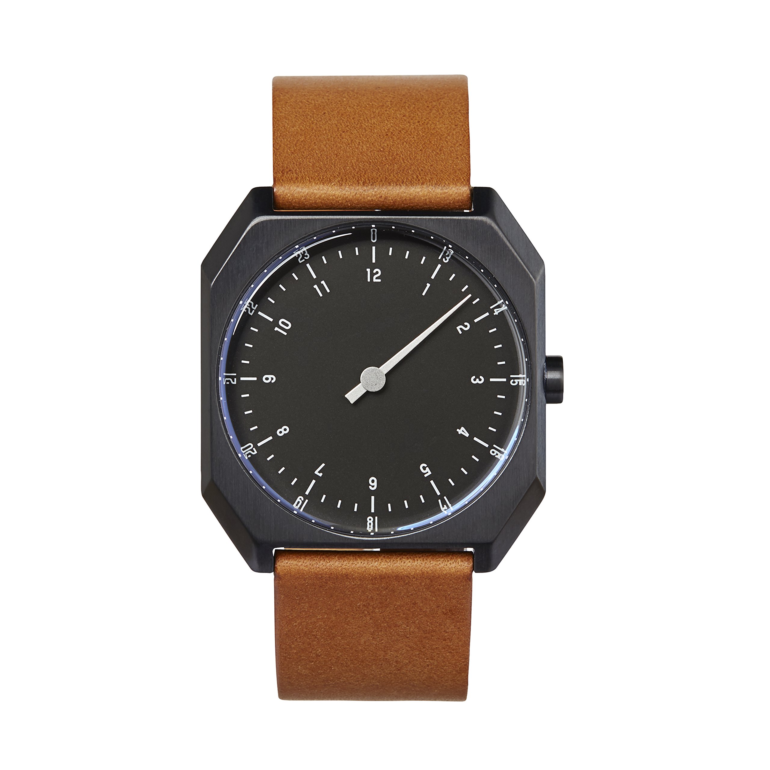 slow AM/PM Edition 04 - Brown Vintage Leather, Black Case, Black Dial