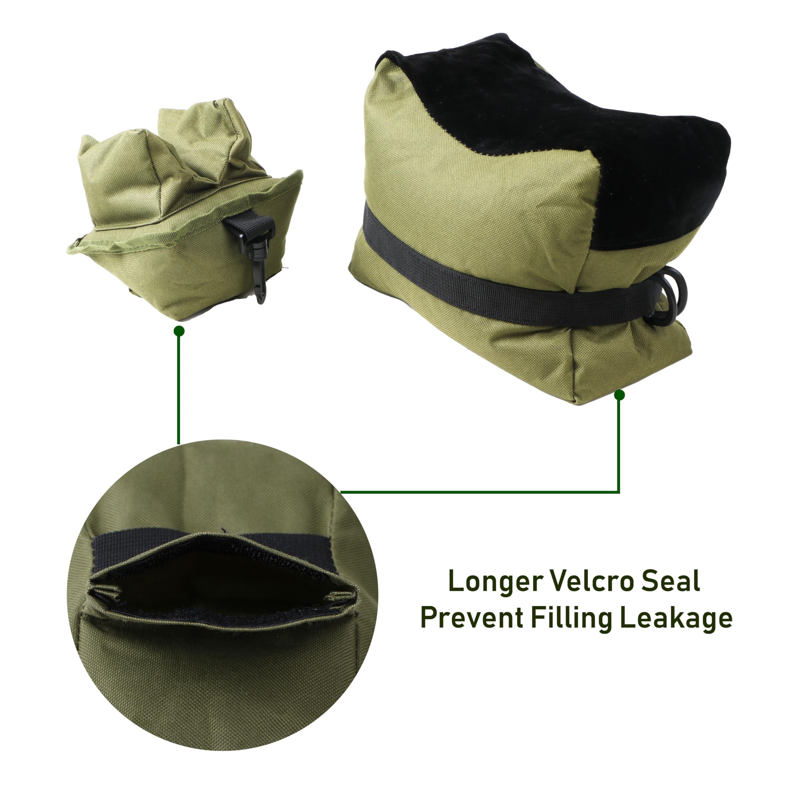 TACBAND Shooting Rest Bags, Shooting Support, Combo Front and Rear Sandbag for Hunting - Unfilled