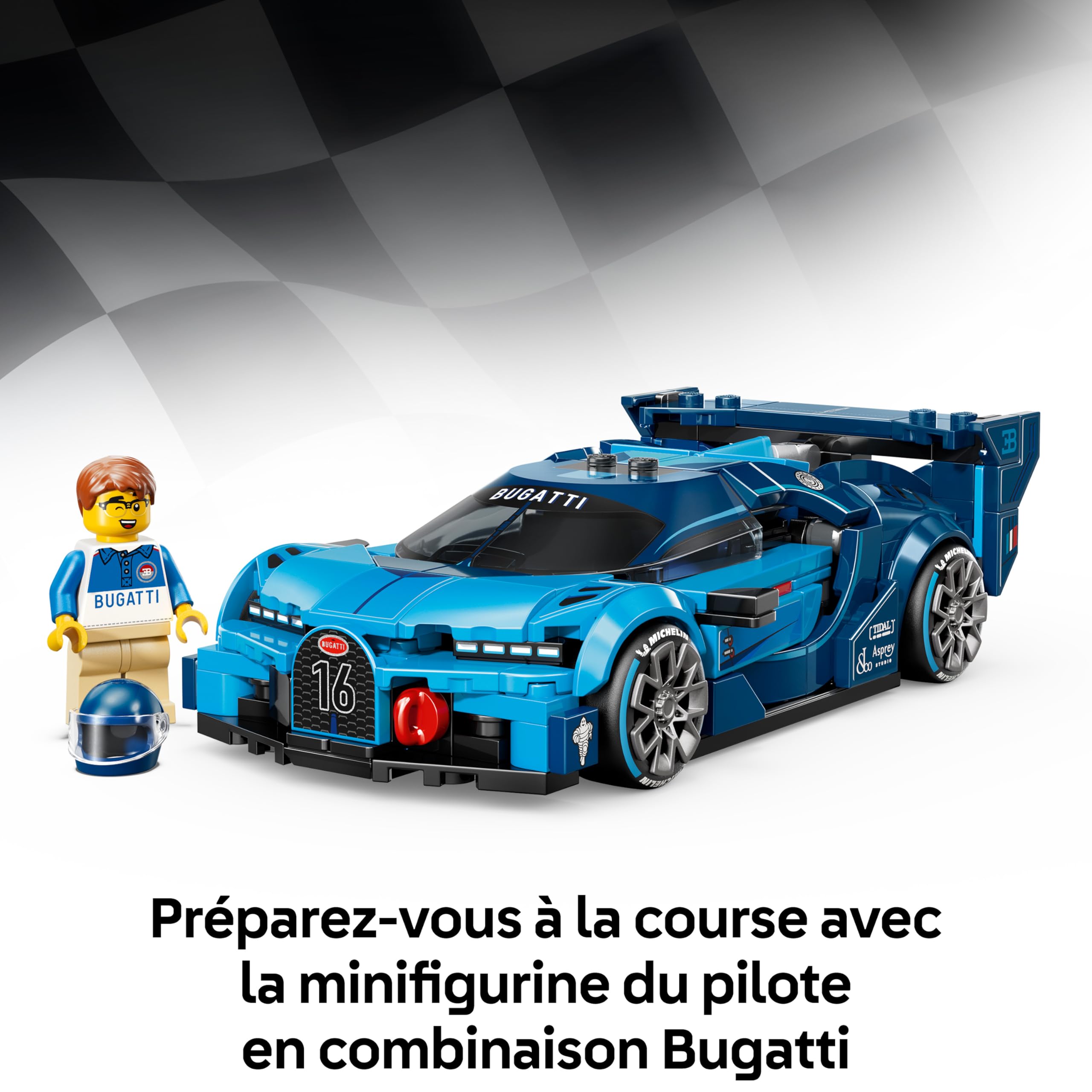 LEGO Speed Champions Hypercar Bugatti Vision GT - Jouet Voiture - Maquette avec Minifigurine Collector de Pilote - Idée de Cadeau Gaming pour Garçon dès 9 Ans & Fans de Sport Automobile 77253