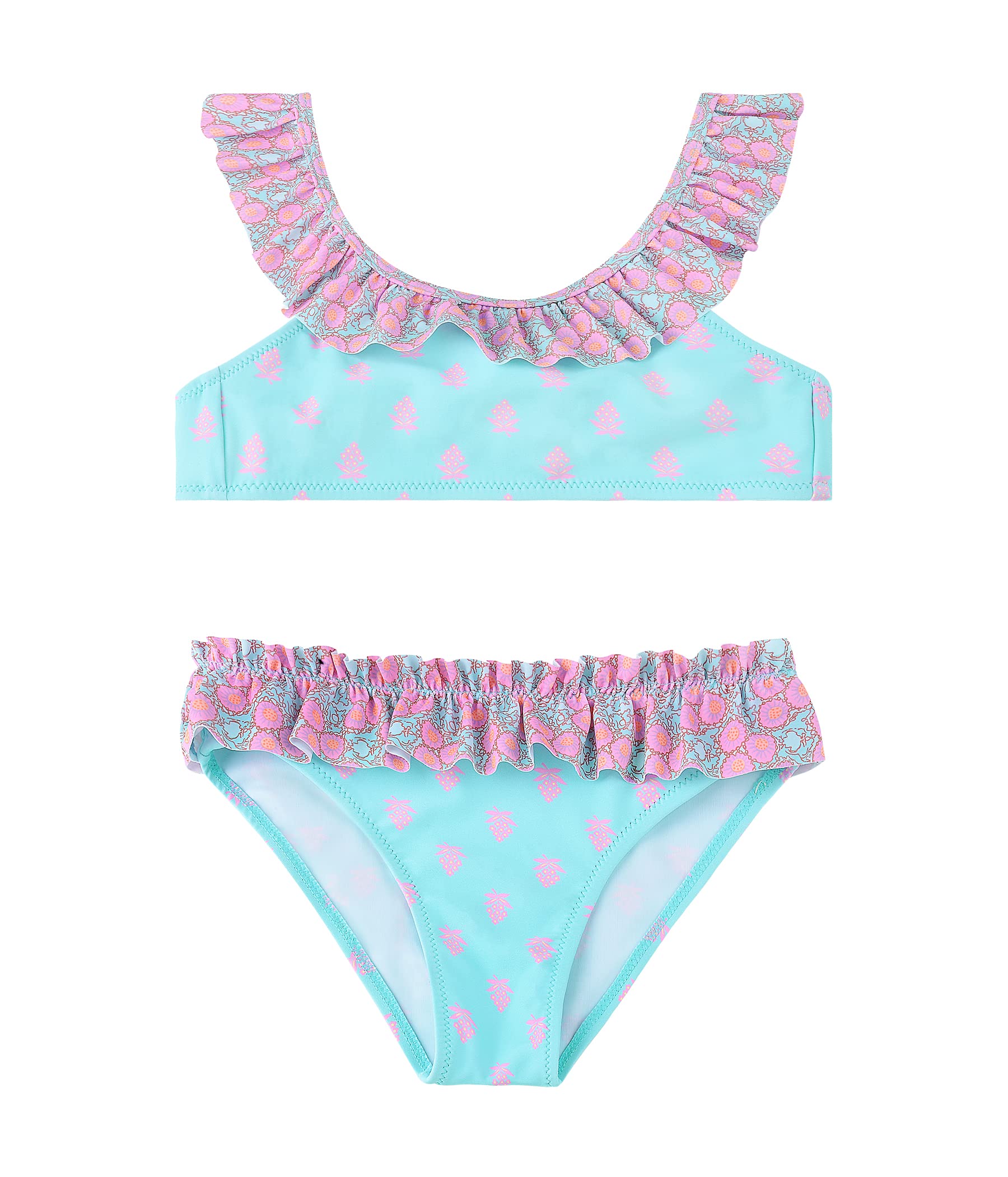 Power Flower Traje de baño de niñas Traje de baño de Dos Piezas con Volantes Conjunto de Traje de baño Tankini Ropa de Playa para niños pequeños 4-16 Niña