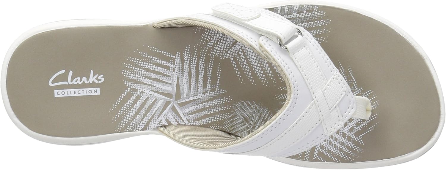 Clarks Women's Breeze Sea Flip-Flop 10 White Synthetic