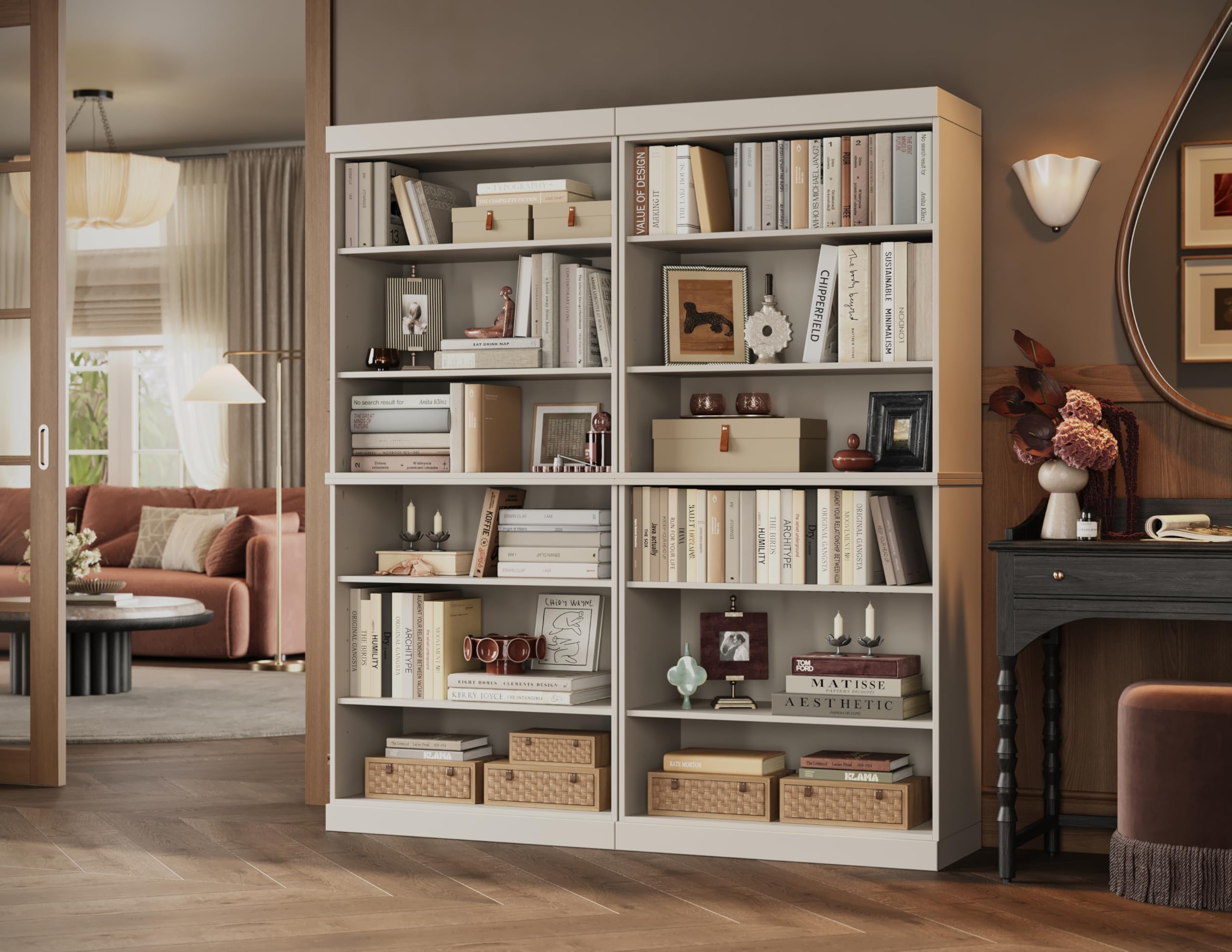 Brazilian Pine Wood Bookcase, 12 Adjustable Shelves, 64" Wide, 71.5" Tall by Palace Imports