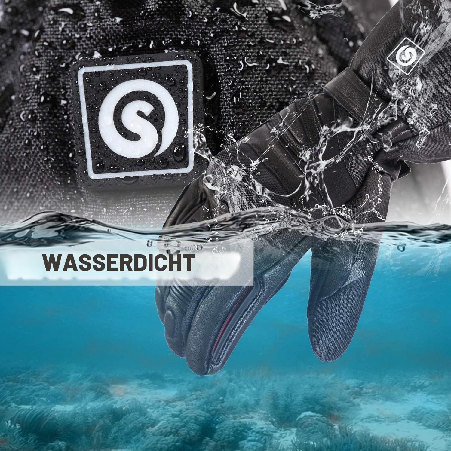 day wolf Beheizbare Motorradhandschuhe, wasserdichte und Warme Handschuhe mit CE-Zertifizierung Wiederaufladbarem Lithium Ionen Akku 7.4V 2200MAH