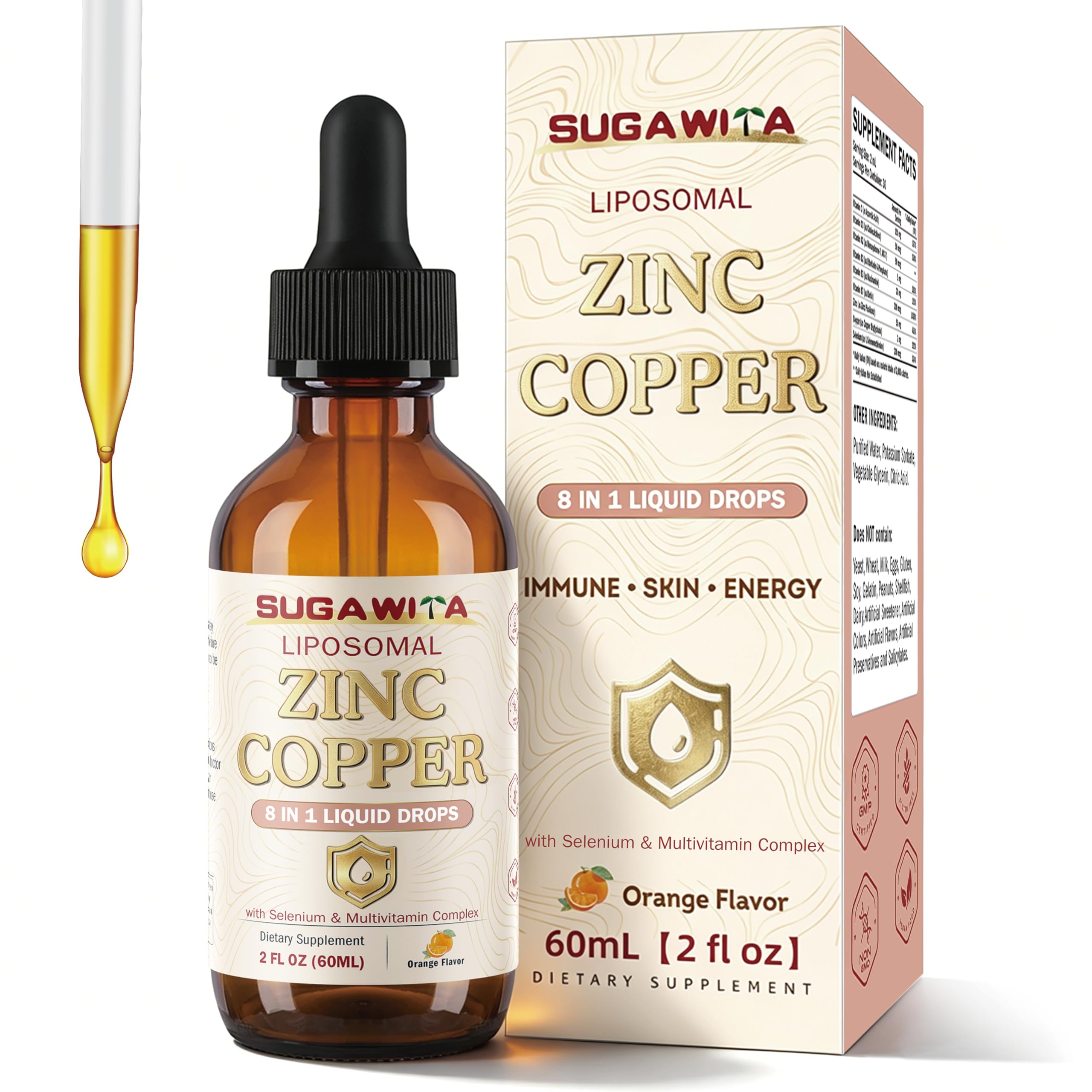 Zinc and Copper Supplements Zinc Picolinate 50mg Liquid Drop for Adult Kid