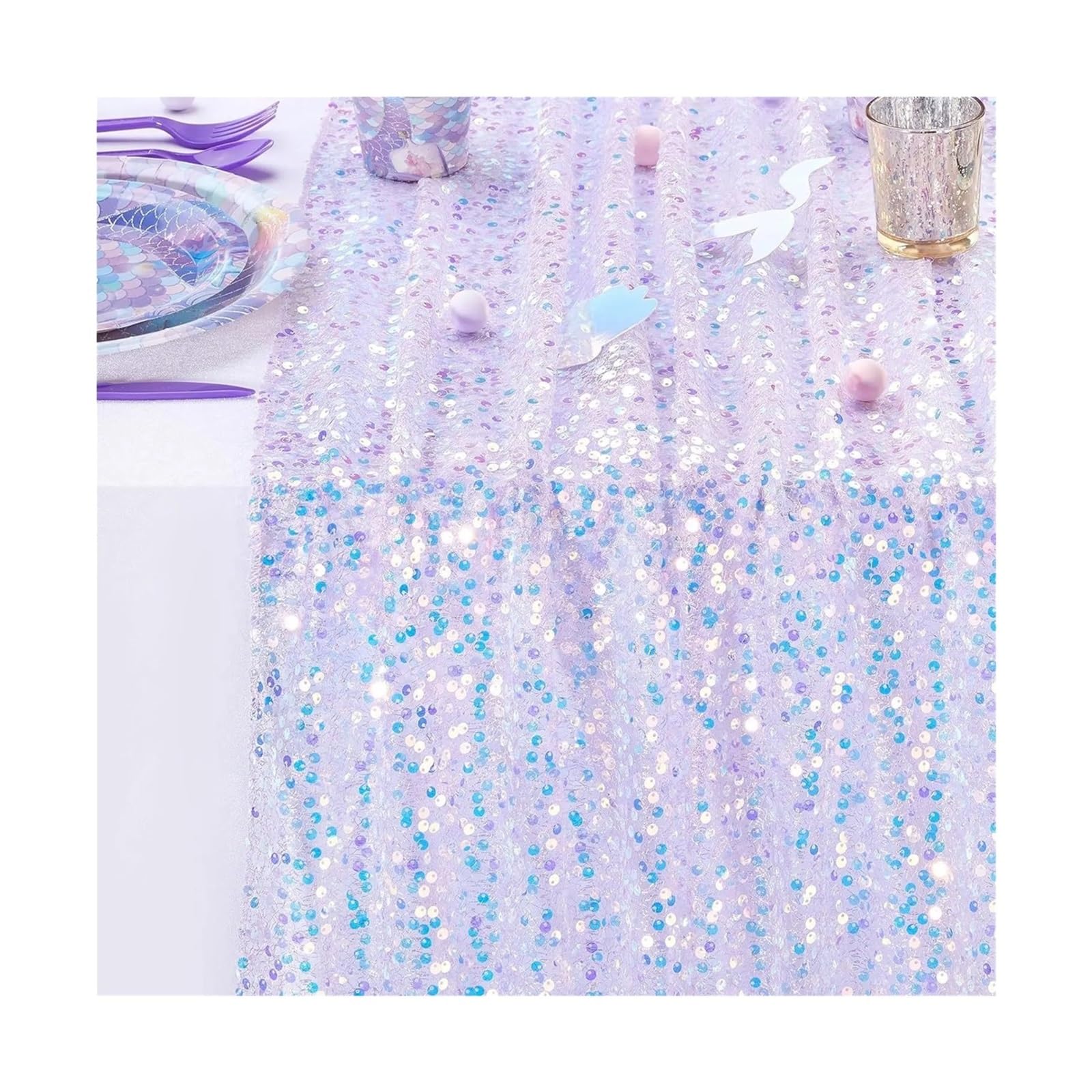 Enmrfvkz Color 3 Glitter Gauze Table Runner, Glitter Gauze Table Runner Multicolor 30X183-275Cm 2Pcs