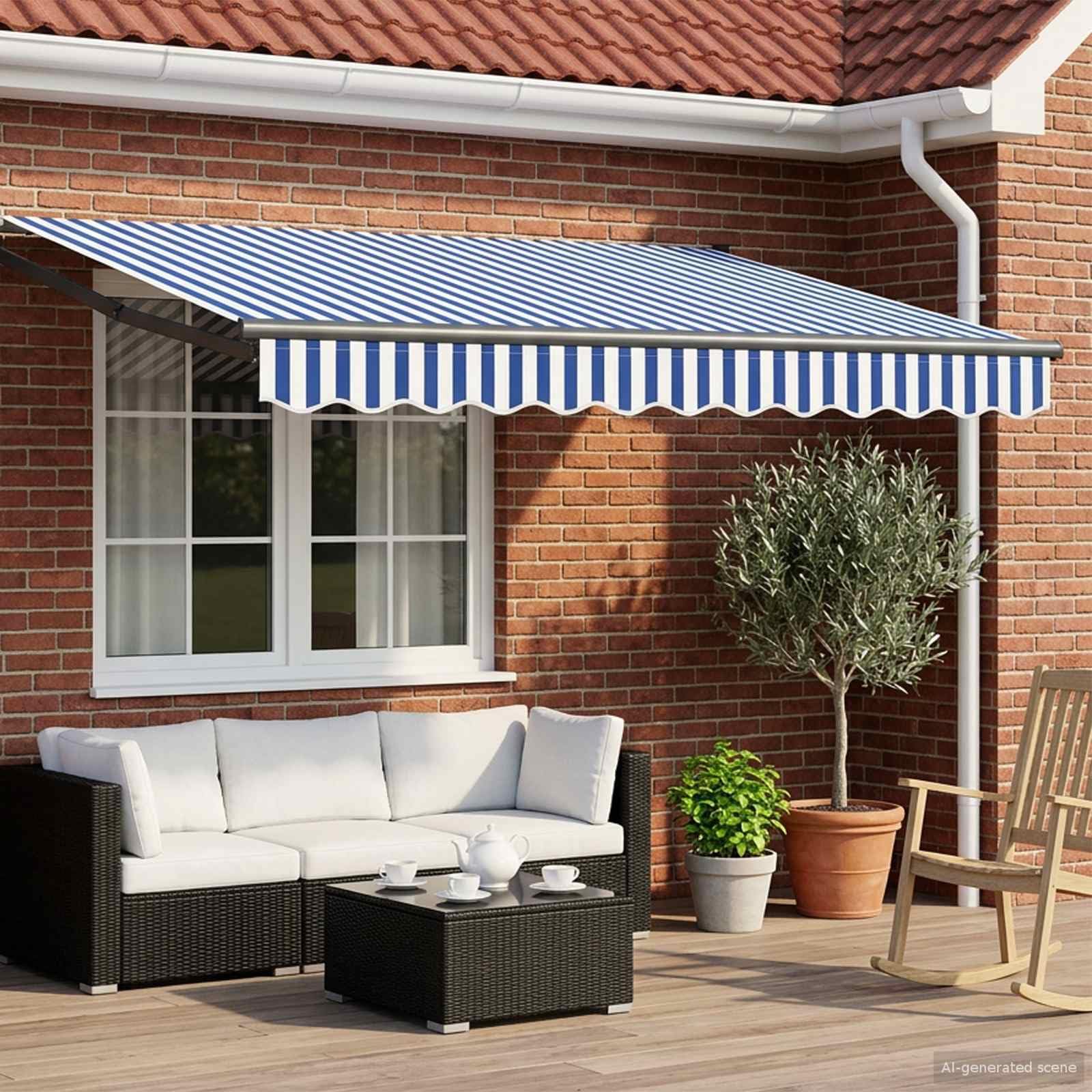 Toldo retráctil Azul y 3,5 x 2 m Poliéster y Metal, Toldos, 18.85 kg-3419132