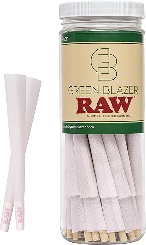 RAW Cones Organic King Size 50 unidades - Papel preenrollado y puntas, papel de liar patentado de combustión lenta, 4.291 in