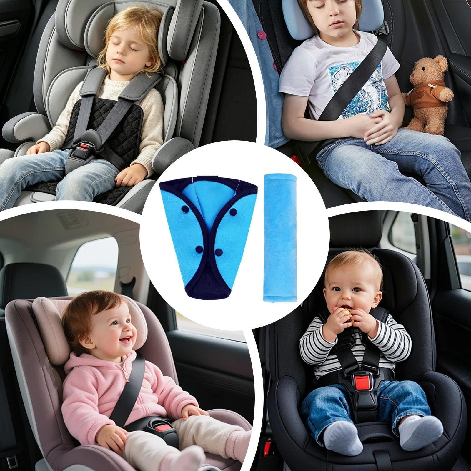 Copricintura di Sicurezza per Bambini Imbottitura Cintura Sicurezza Auto | Imbottiture Spalla Seggiolino Auto Per Bambini Scuola Viaggio Gita Città Lunga Guida Berline E SUV