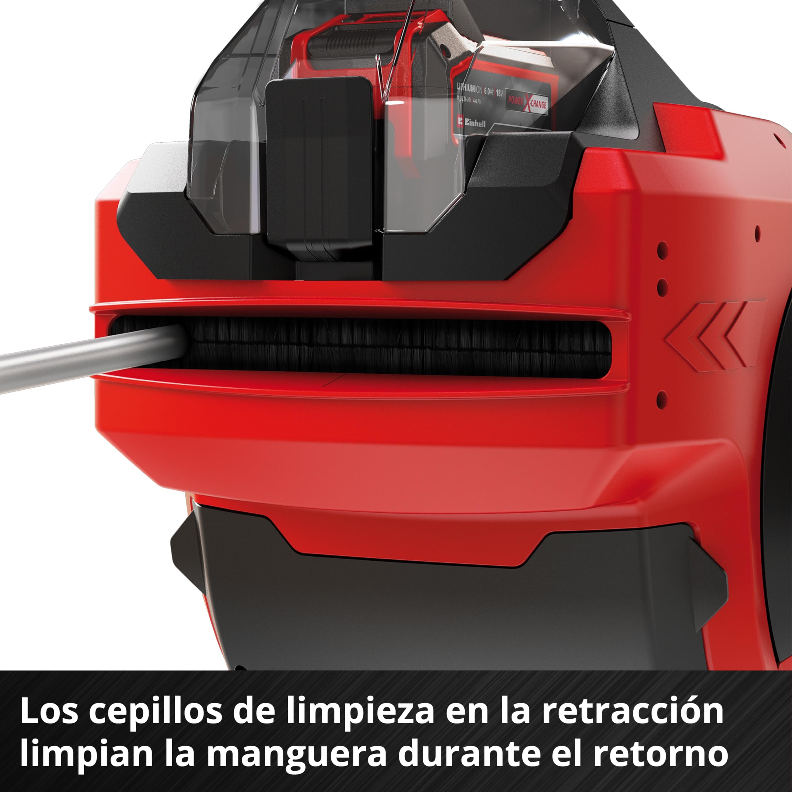 Einhell Tambor de manguera con batería GE-HR 18/30 Li-Solo Power X-Change (18 V, enrollado automático de manguera, pivotable hasta 180°, manguera y rociador de jardín de 30 m, sin batería)