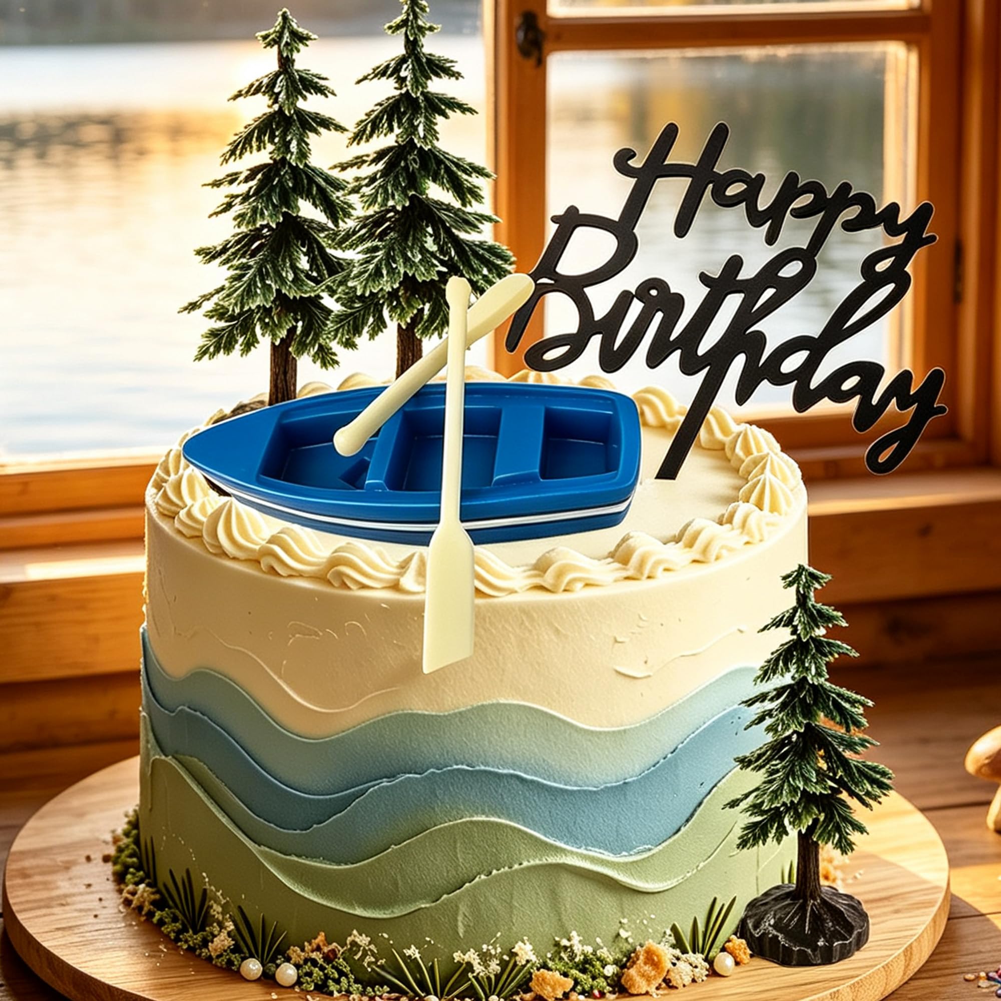 Kayak Cake Topper Canoe Paddle Camping Party Decor