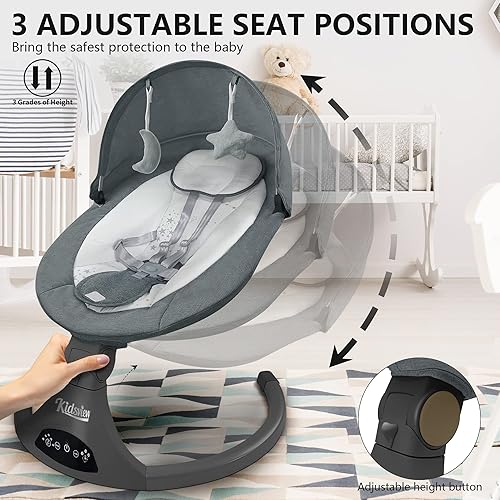 Miniatura 3 de Rocker portátil de 5 velocidades para bebés con música, control remoto y pantalla táctil para bebés, adecuado para bebés de 0 a 9 meses, 5 a 20