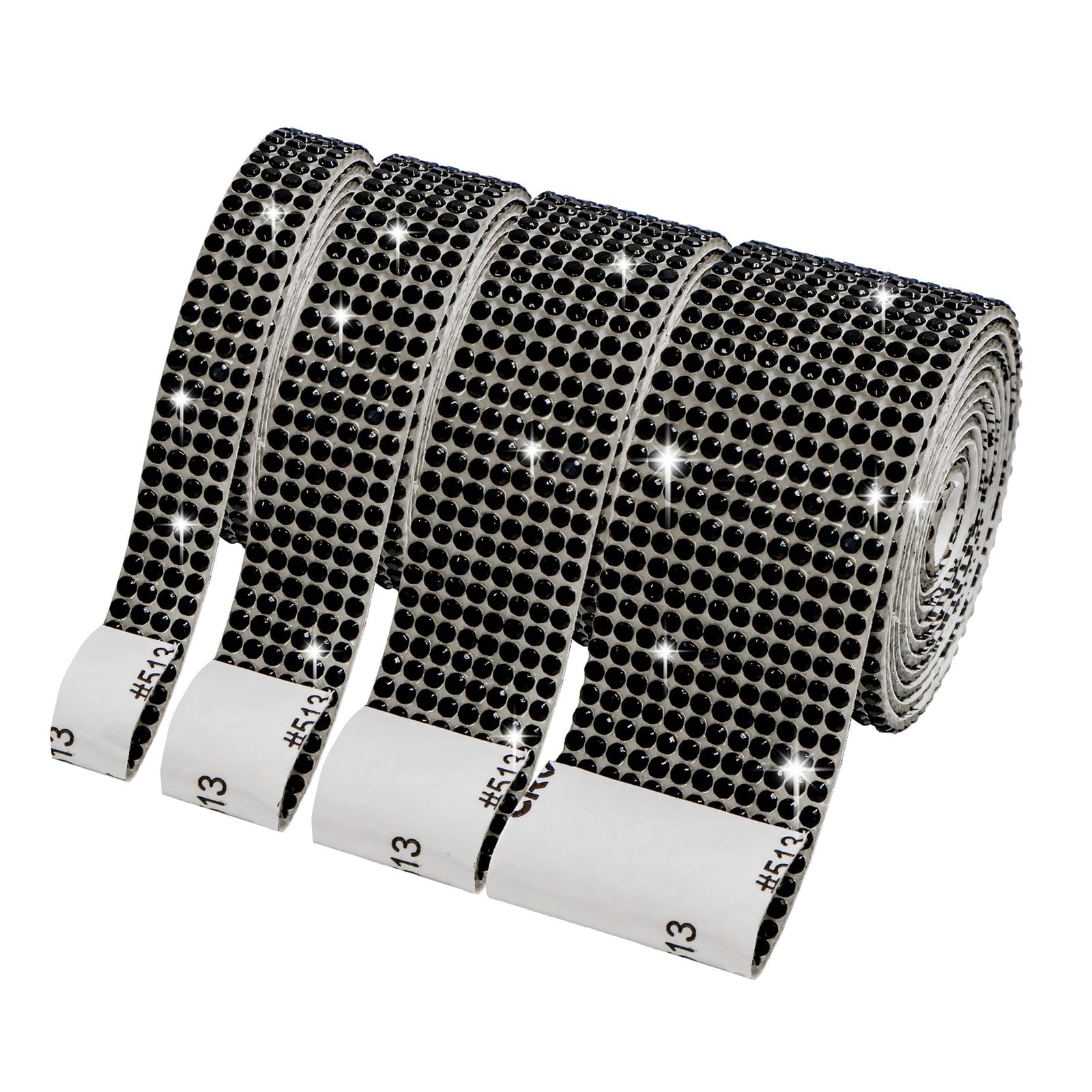 ZEPFJHE 4 Rolls Sparkling Rhinestones Ribbons Adhesive Rhinestones Tapes for Art Craft Cake Decoration Garment Making Costume Decorations
