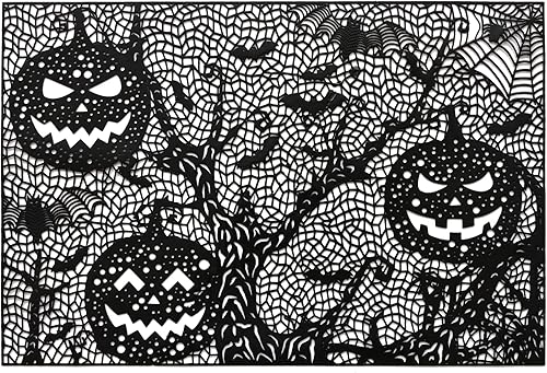 Wintop - Manteles individuales de Halloween de 12 x 17.5 pulgadas para mesa de comedor, vinilo prensado metálico, decoración navideña, juego de 6,