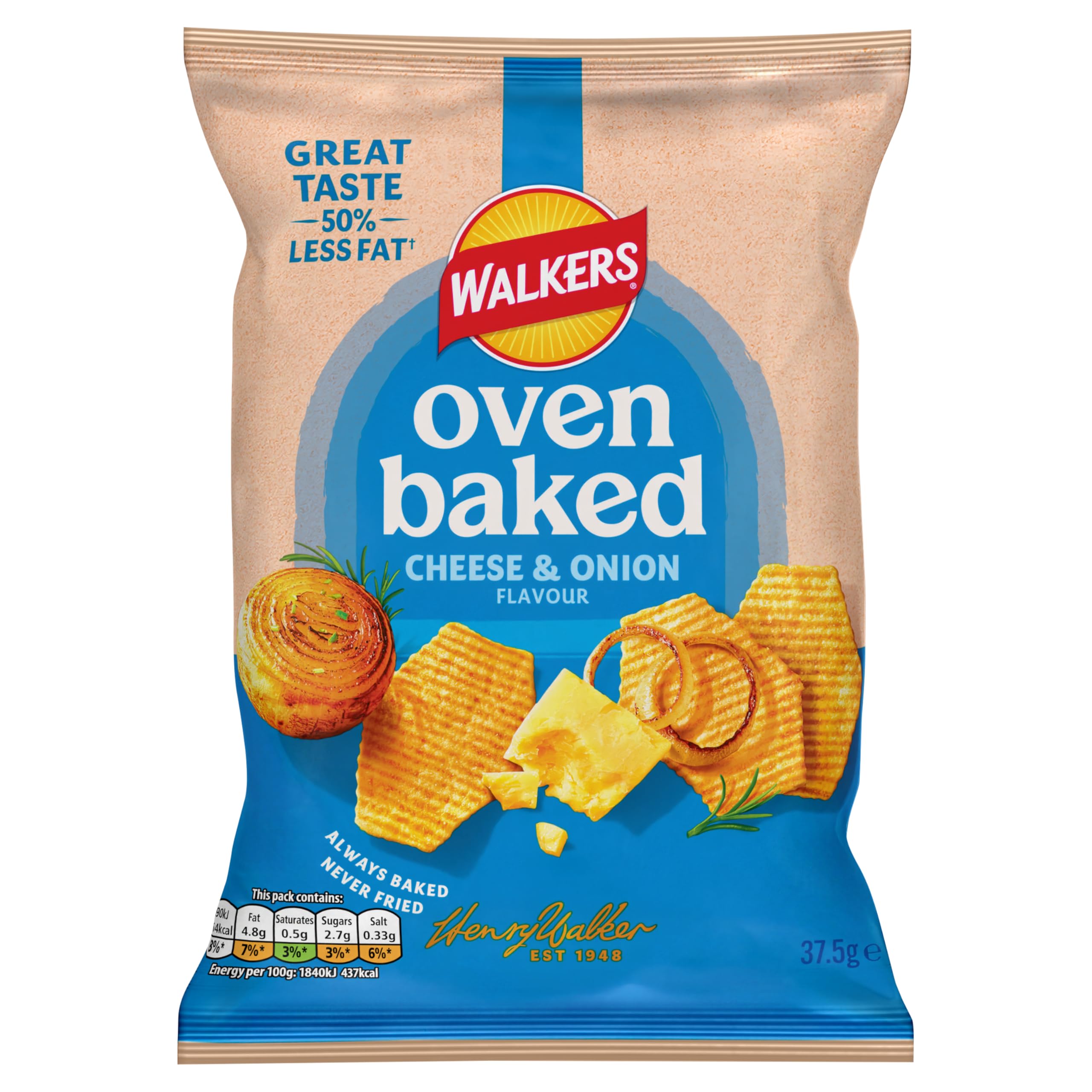 Baked Walkers Cheese and Onion 37.5 g (Pack of 32)