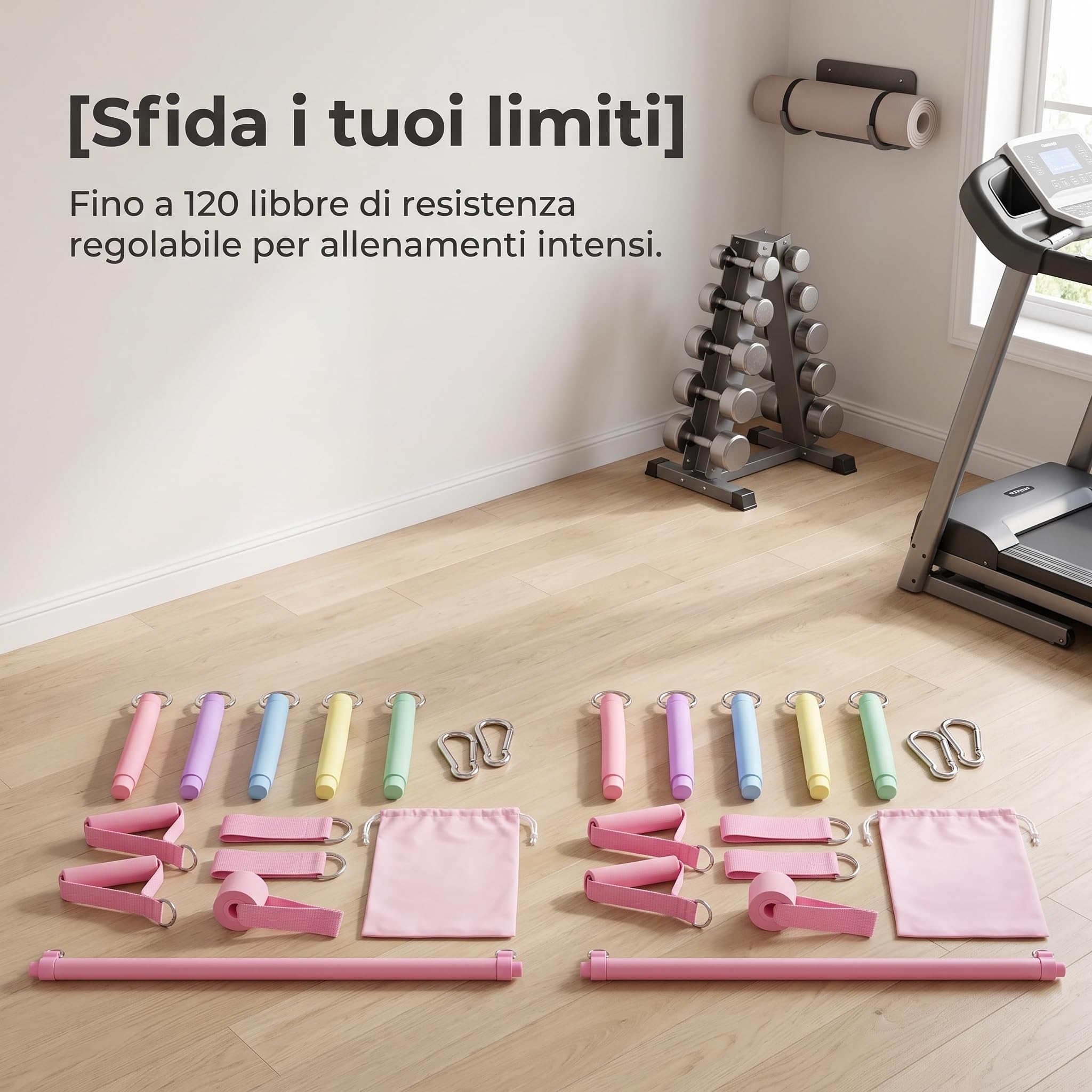 Set di Bande Elastiche Fitness per Allenamento in Palestra e a Casa, con Livelli di Resistenza Regolabili