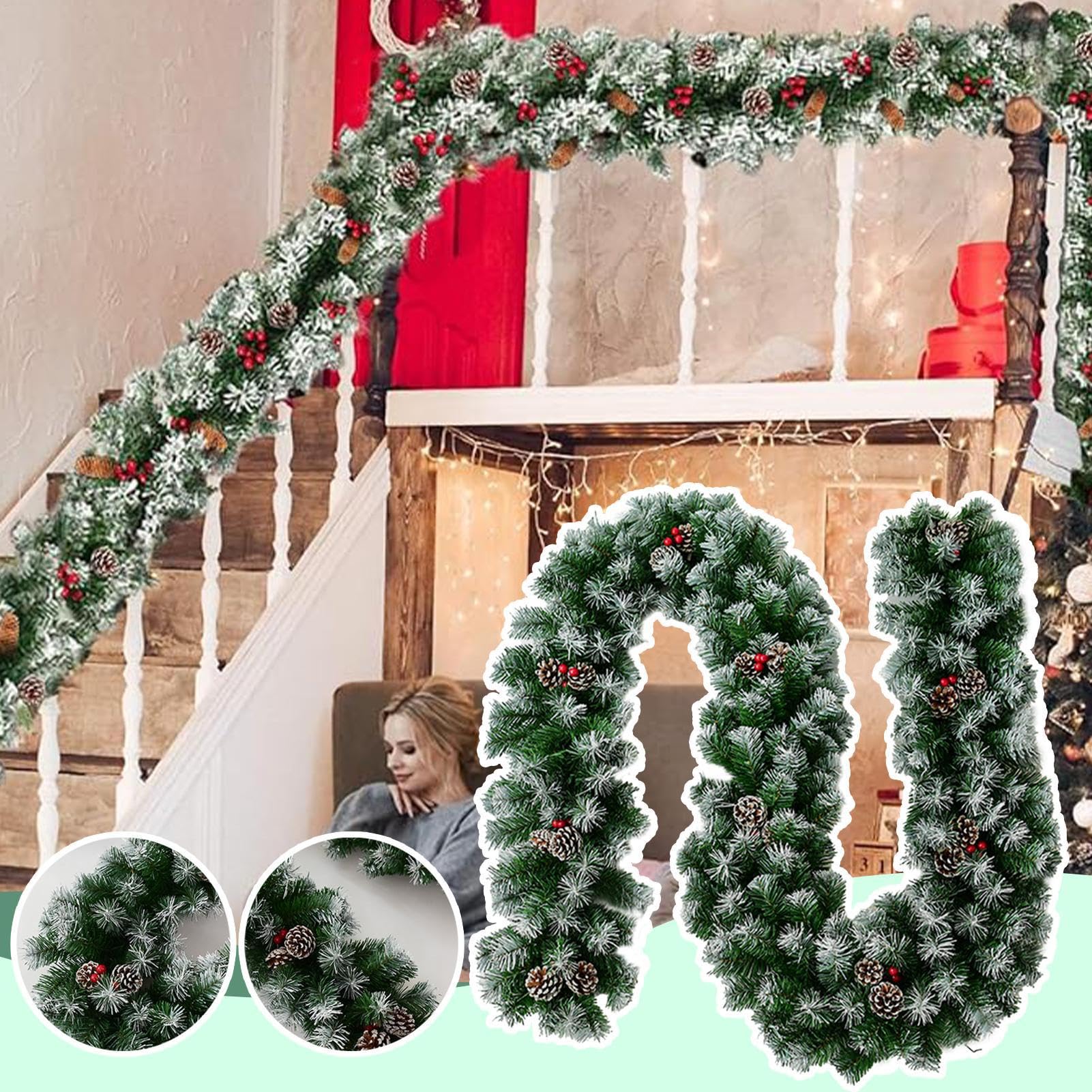 Ghirlanda Natalizia Artificiale Addobbo E Mensola Festivo