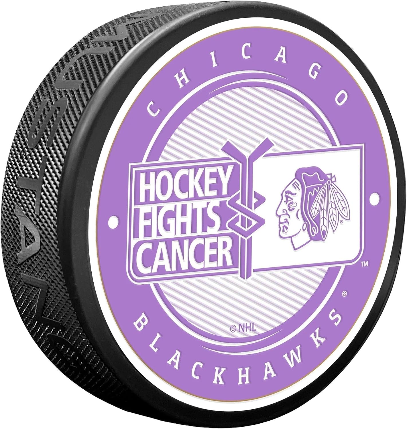Sports Decor Chicago Blackhawks Puck - Hockey Fights Cancer